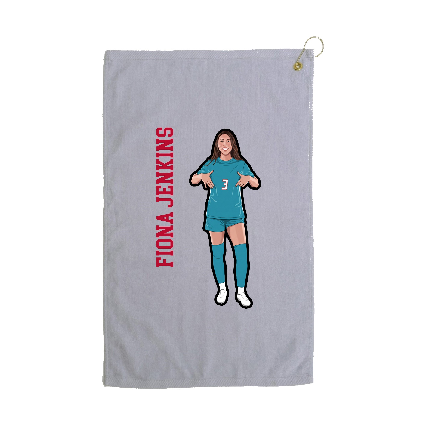 Golf Towel — Name Vertical in Grey