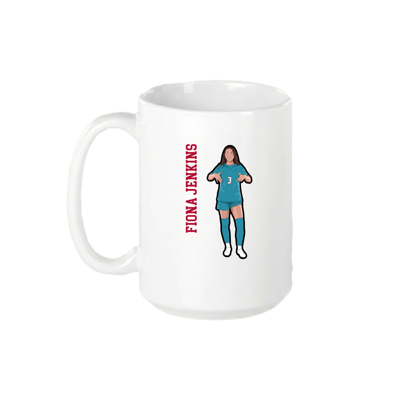 15oz Coffee Mug — Name Vertical in White