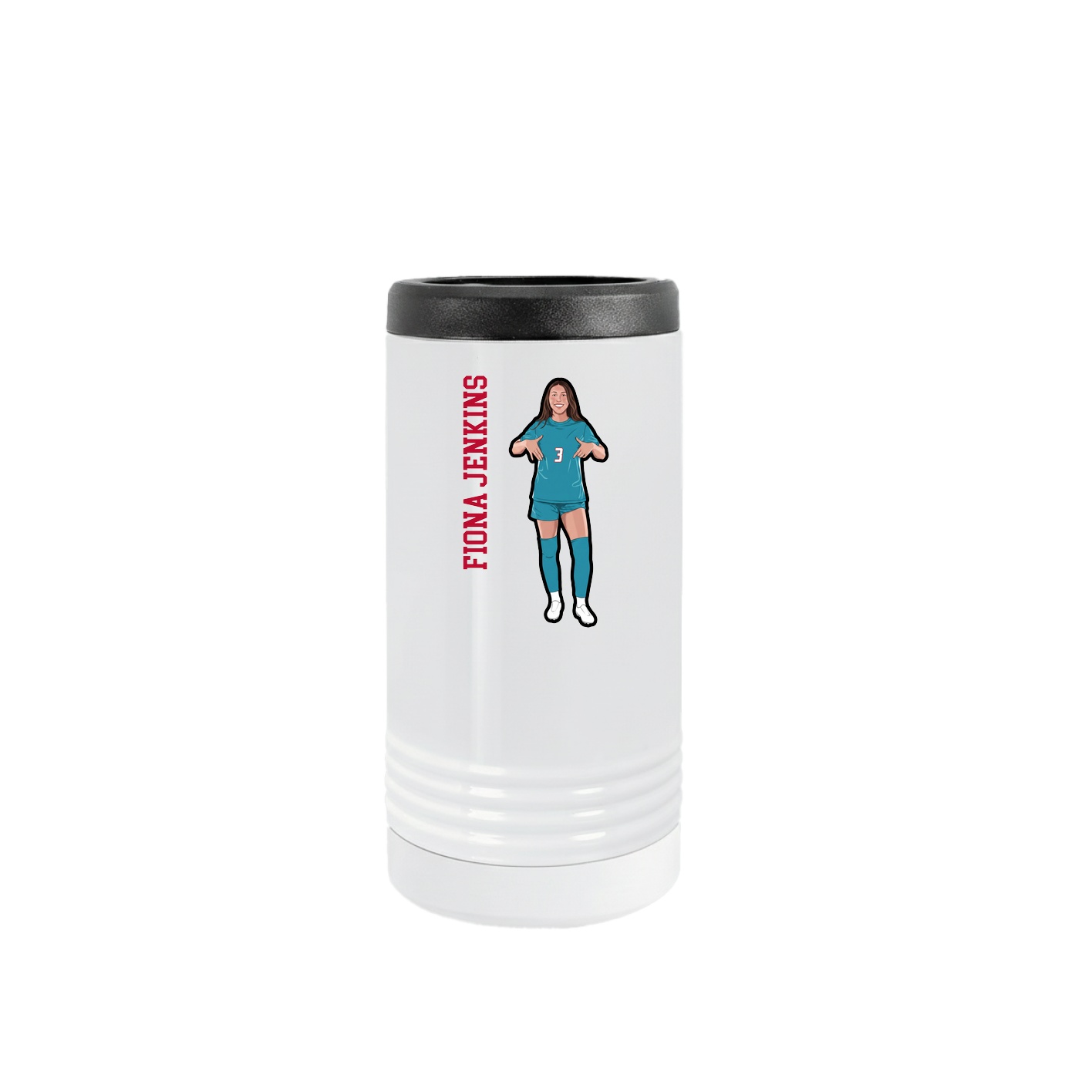 Slim Beverage Holder — Name Vertical in White