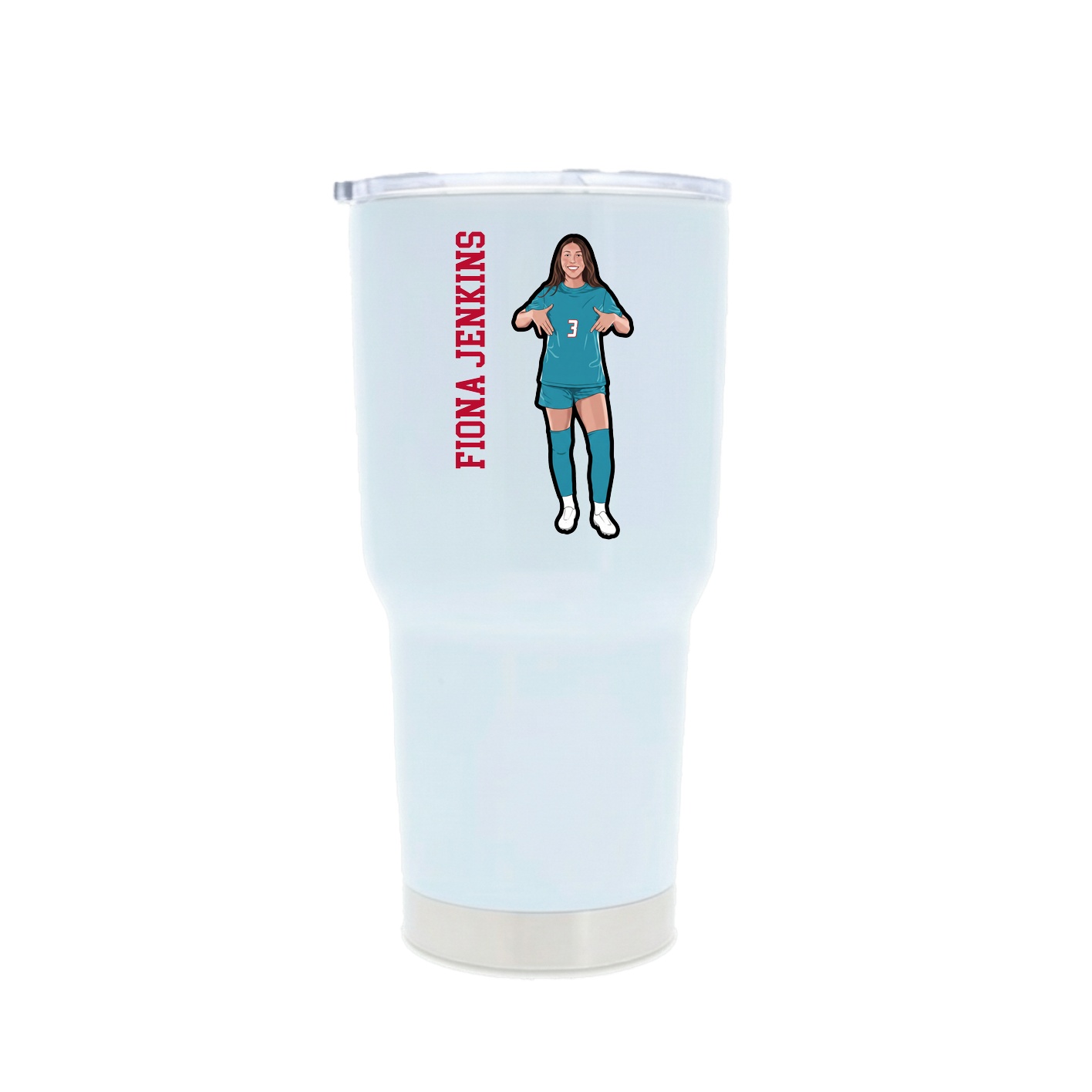 30oz Stainless Steel Tumbler — Name Vertical in White