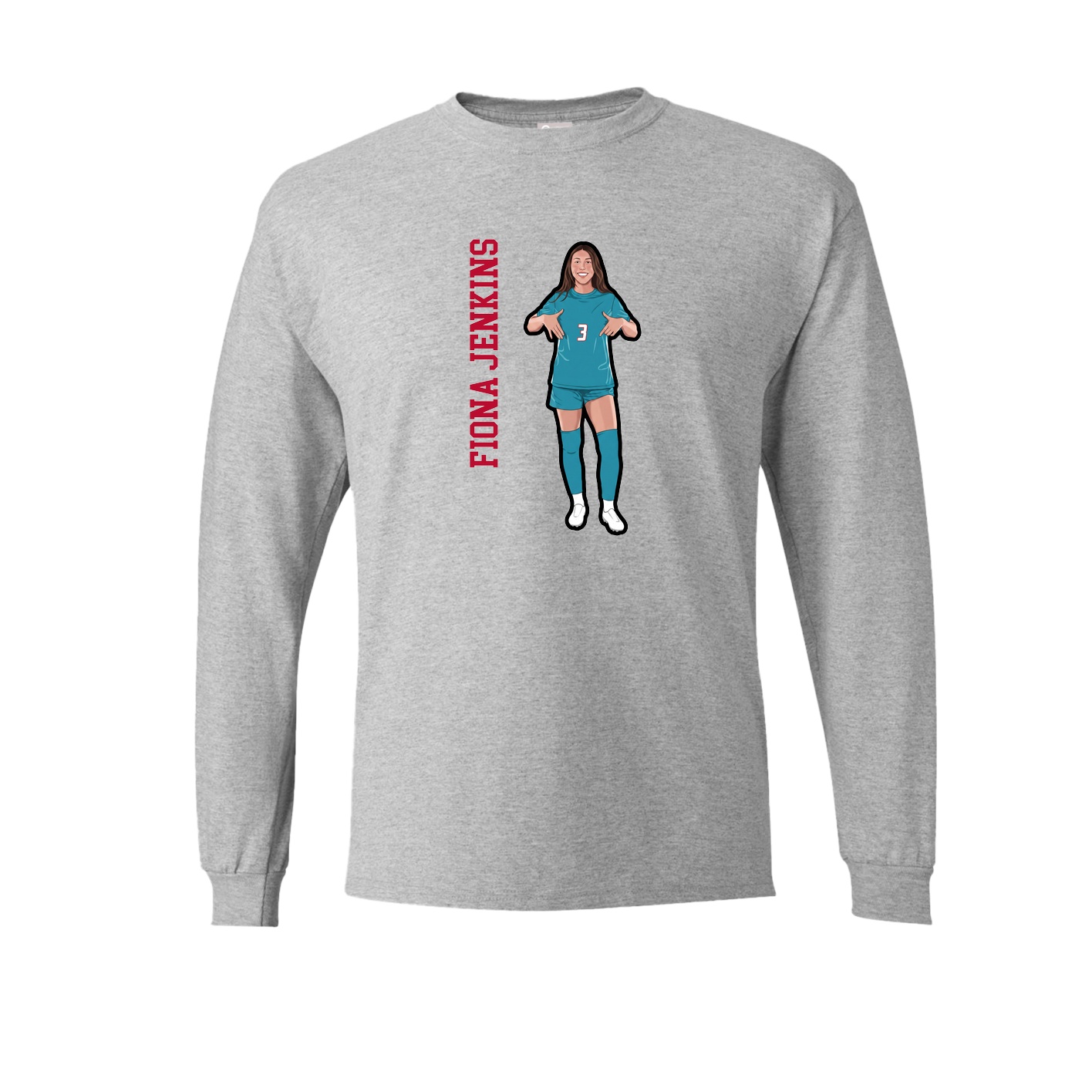 Long Sleeve Tee — Name Vertical in Grey