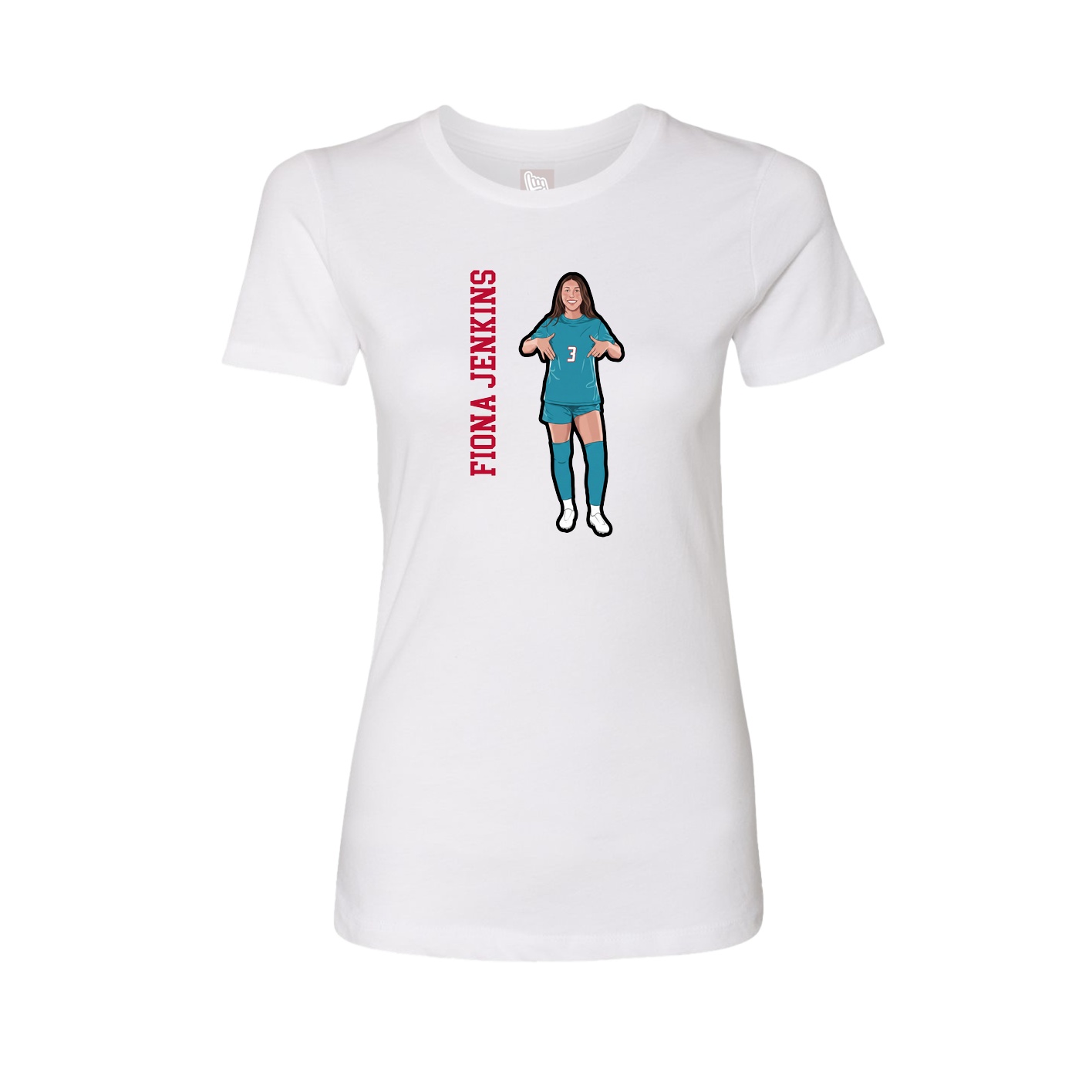 Fitted Women's Tee — Name Vertical in White