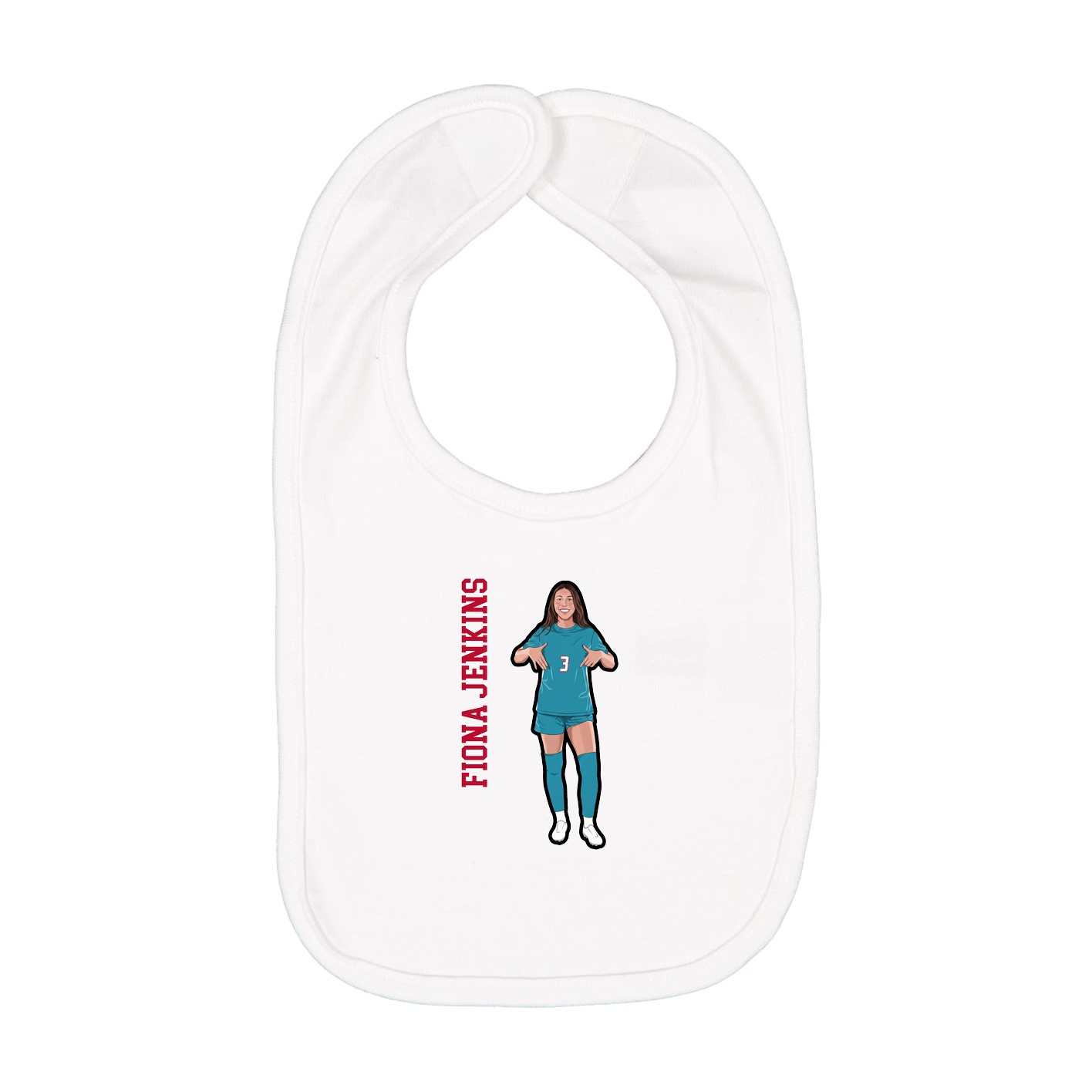 Infant Bib — Name Vertical in White
