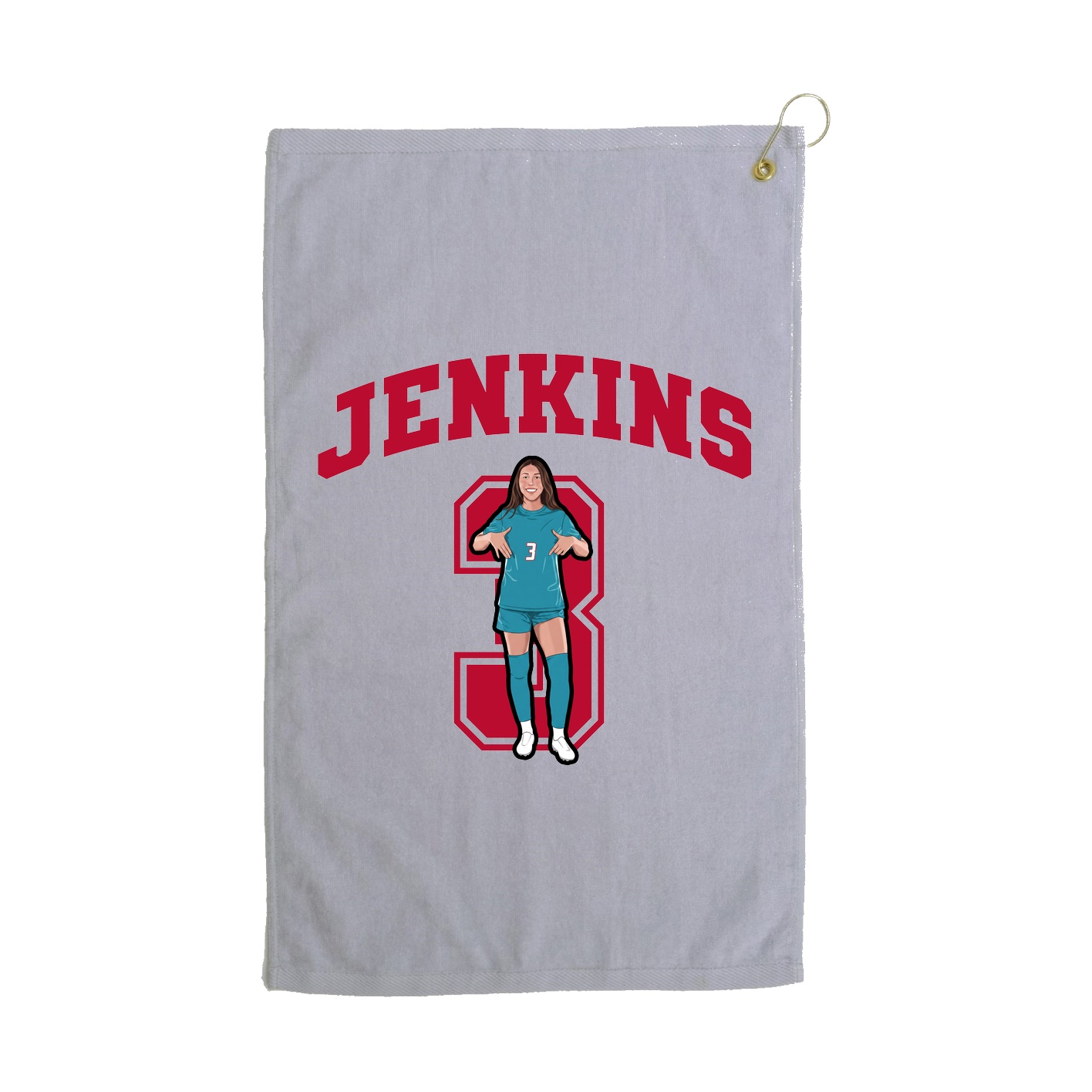Golf Towel — Number in Grey