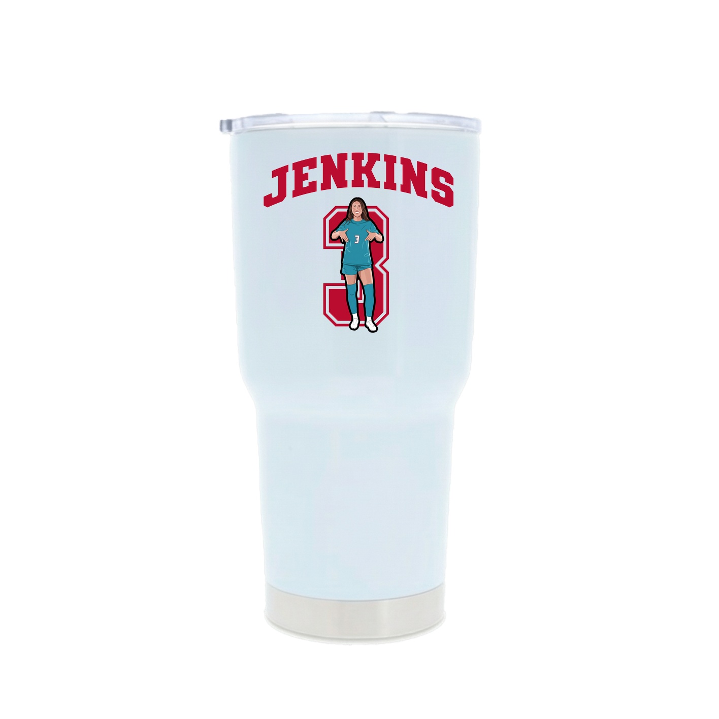 30oz Stainless Steel Tumbler — Number in White