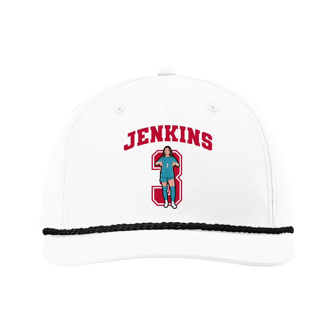 Five-Panel Classic Rope Cap — Number in White