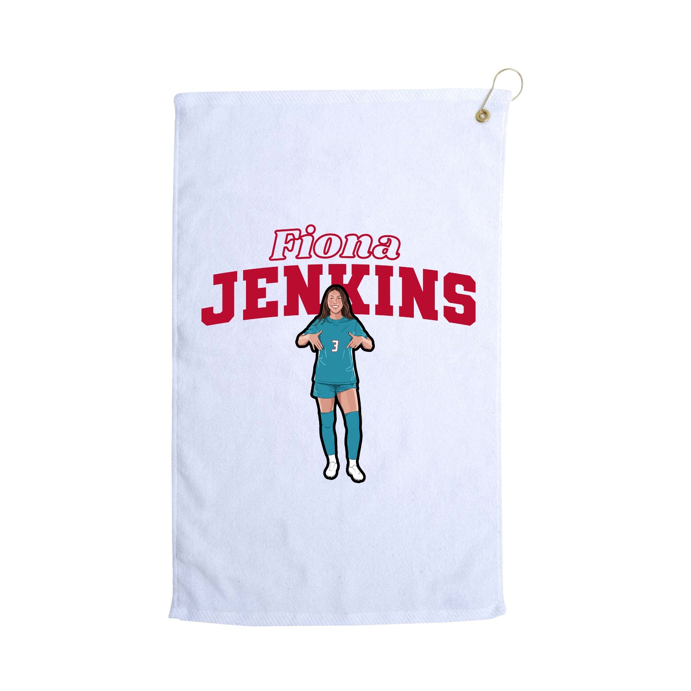 Golf Towel — Name Arch in White