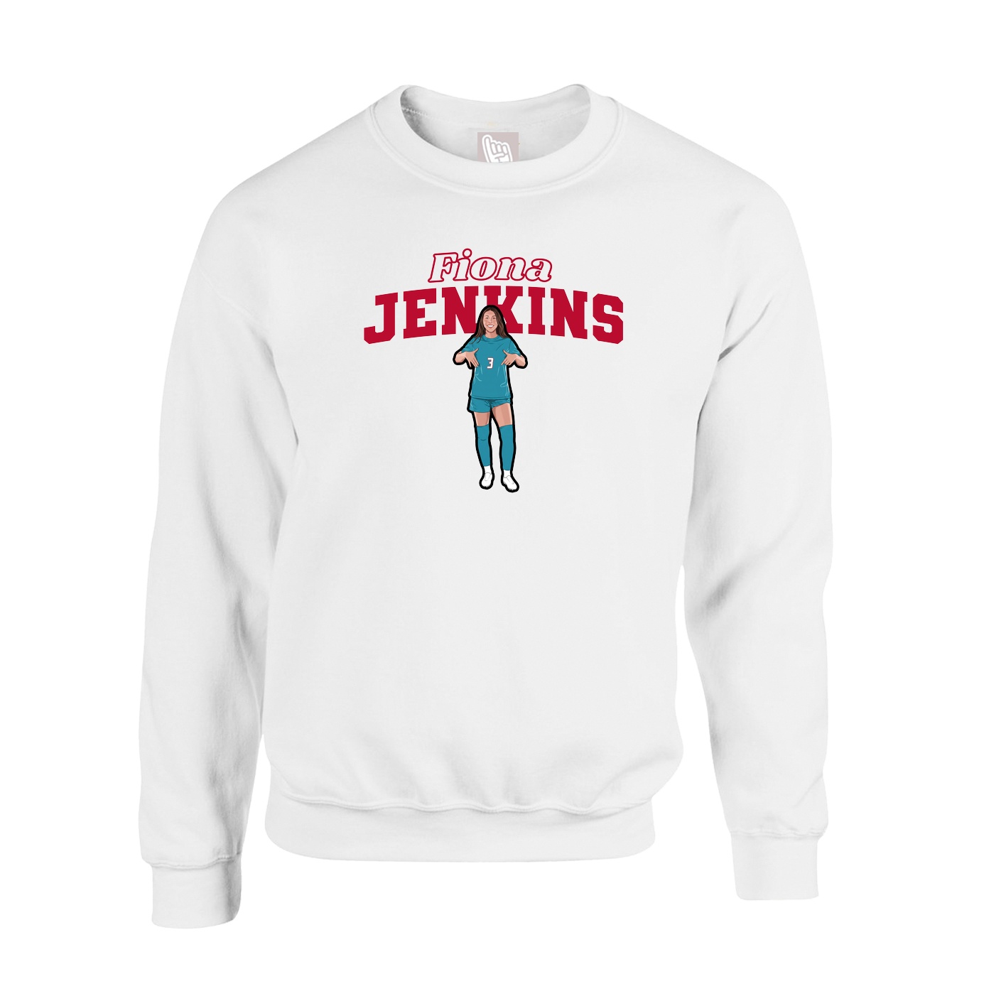 Fleece Crew — Name Arch in White