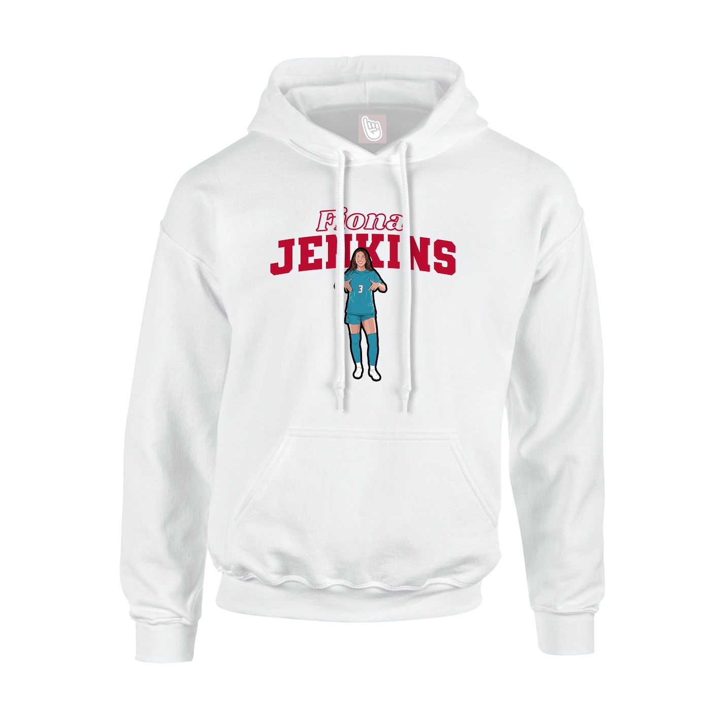 Youth Hoodie — Name Arch in White