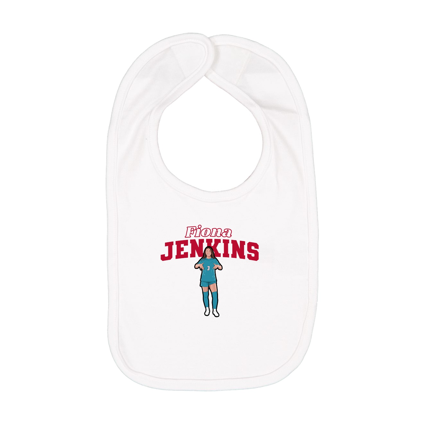 Infant Bib — Name Arch in White