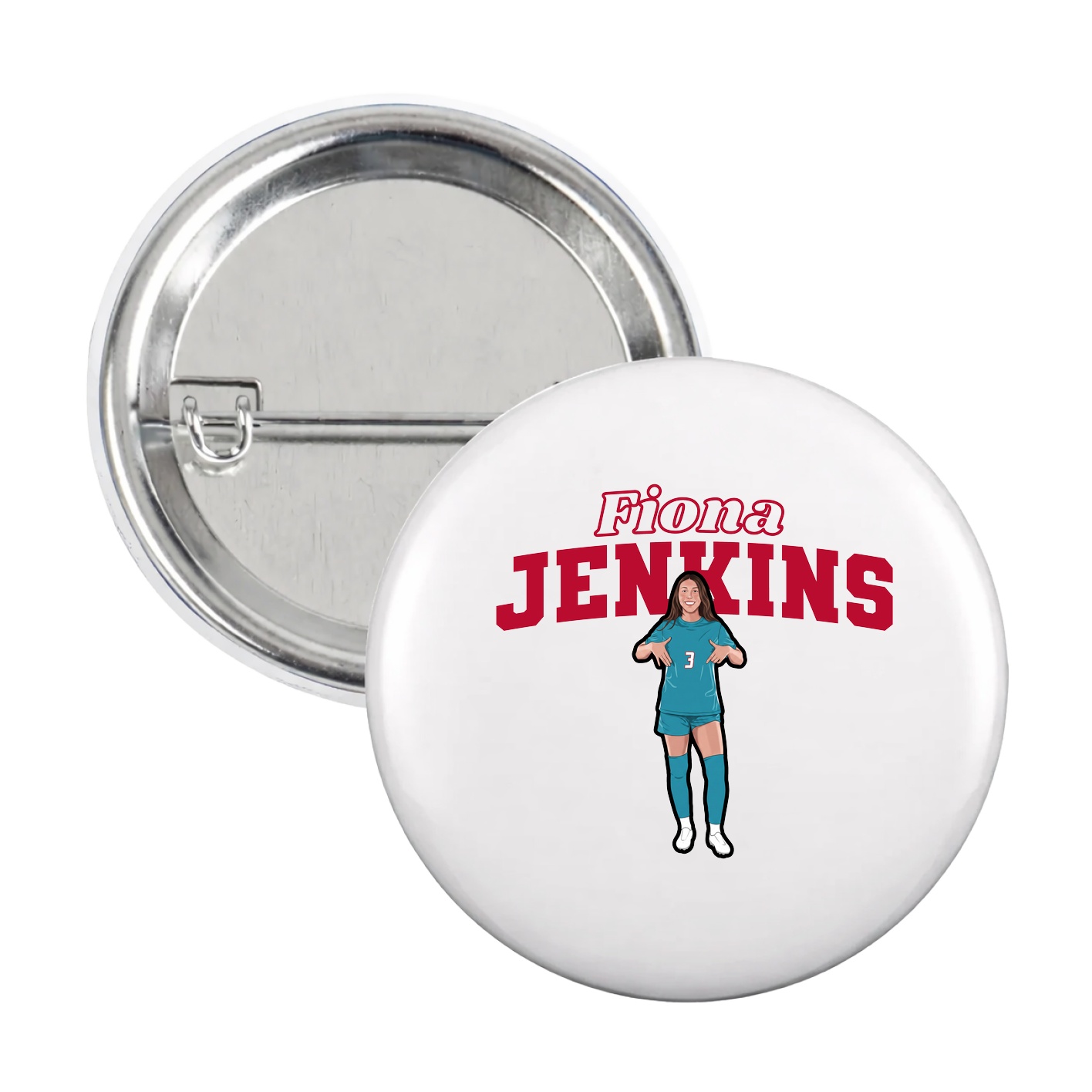 Game Day Button — Name Arch in White