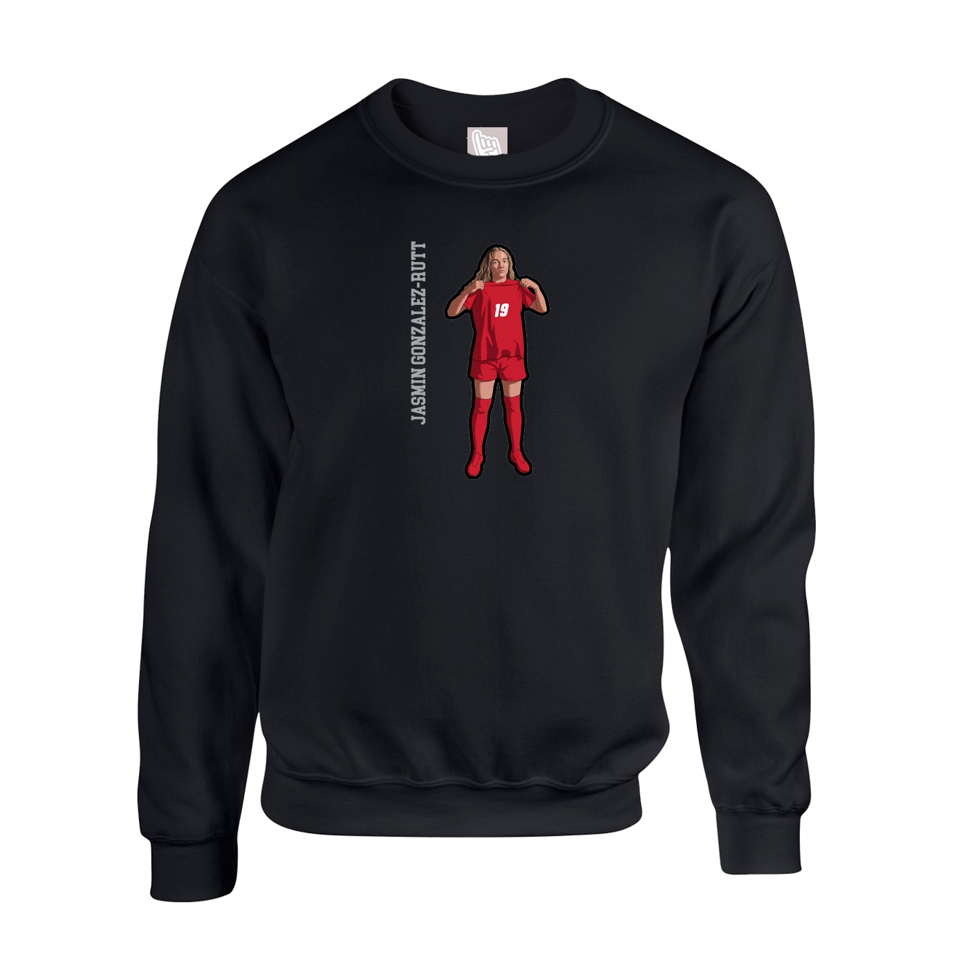 Fleece Crew — Name Vertical in Black