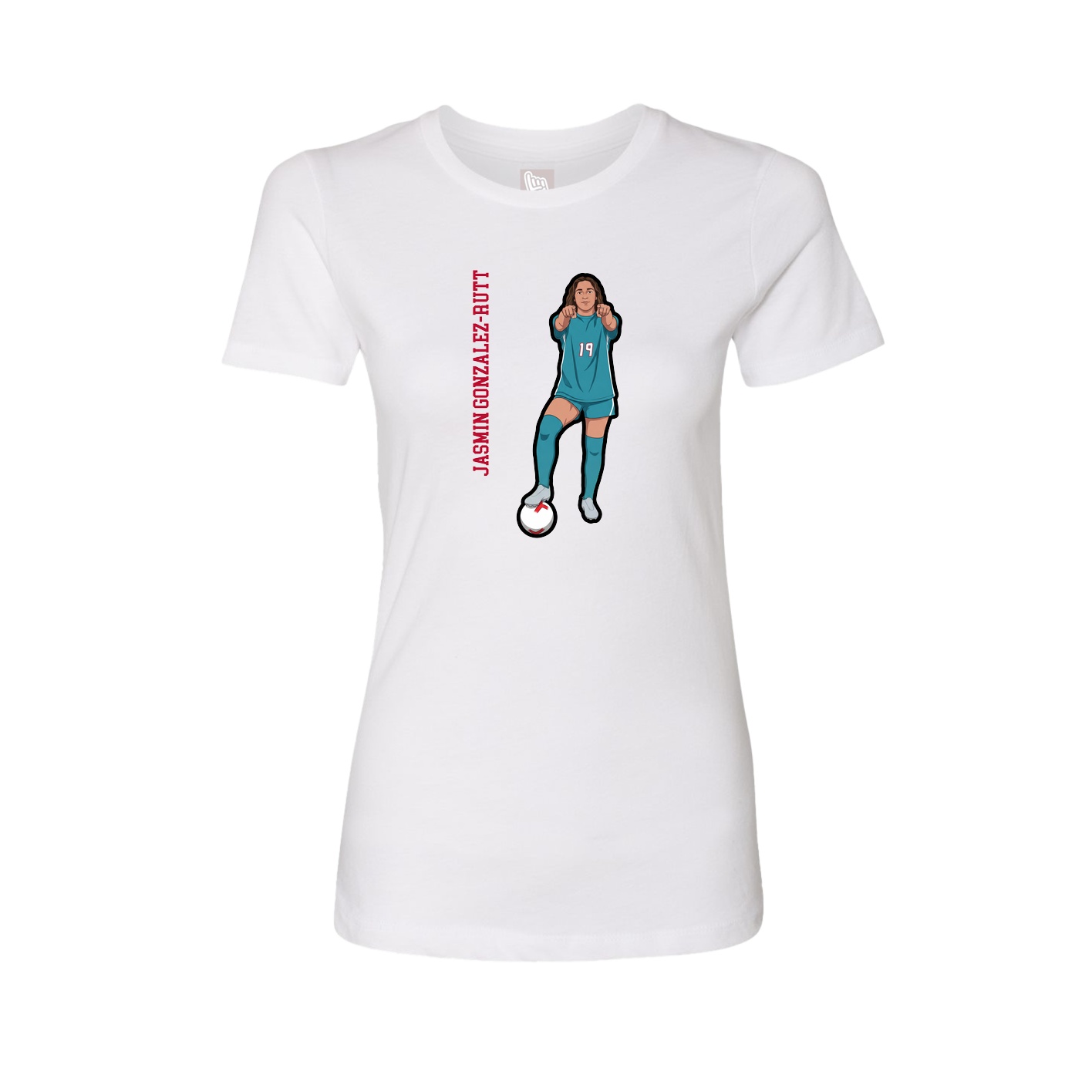 Fitted Women's Tee — Name Vertical in White