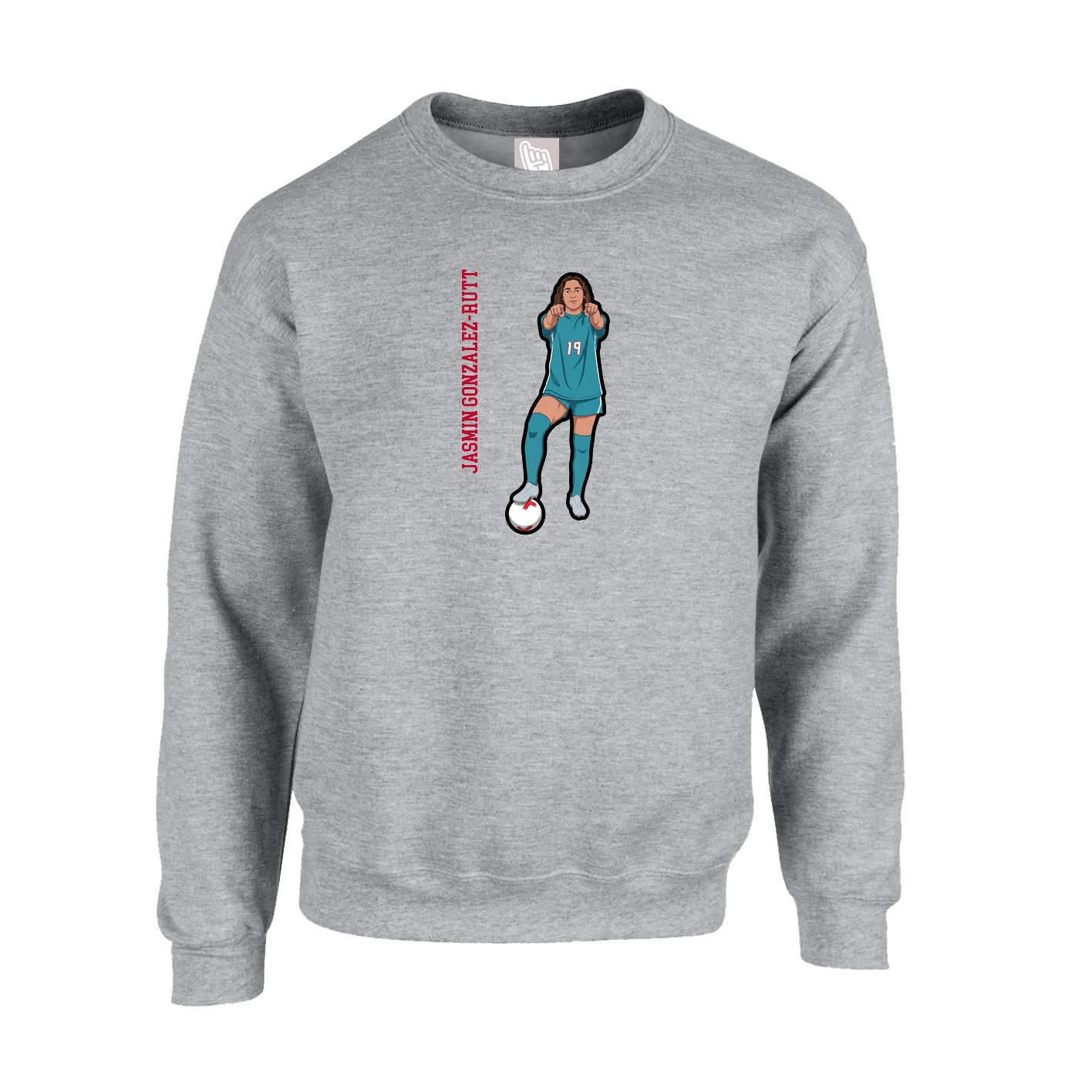 Fleece Crew — Name Vertical in Grey