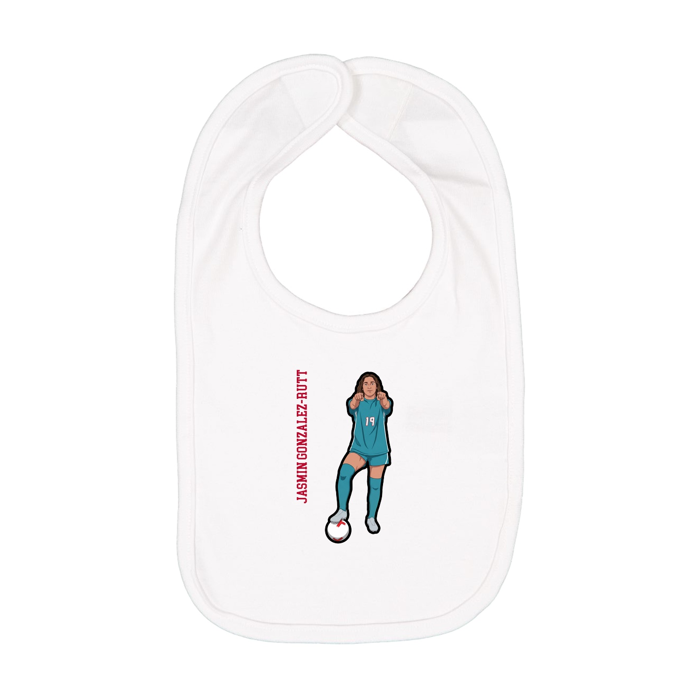 Infant Bib — Name Vertical in White