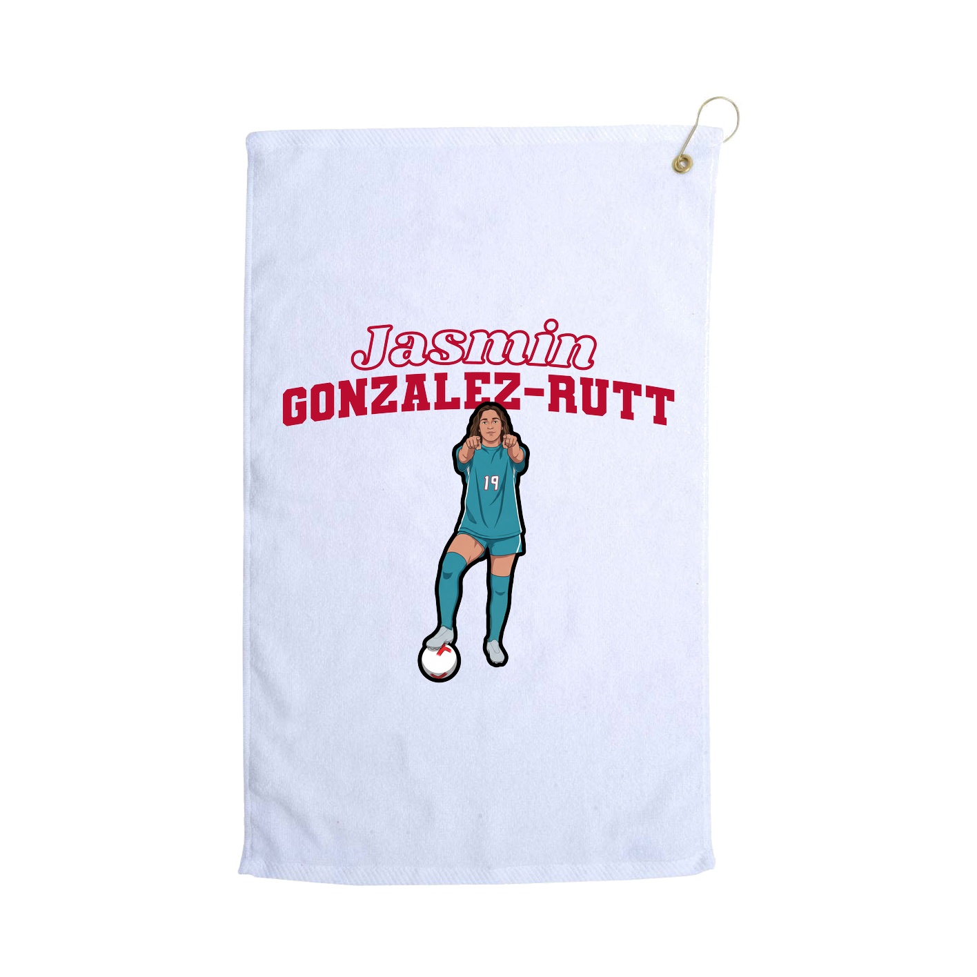 Golf Towel — Name Arch in White
