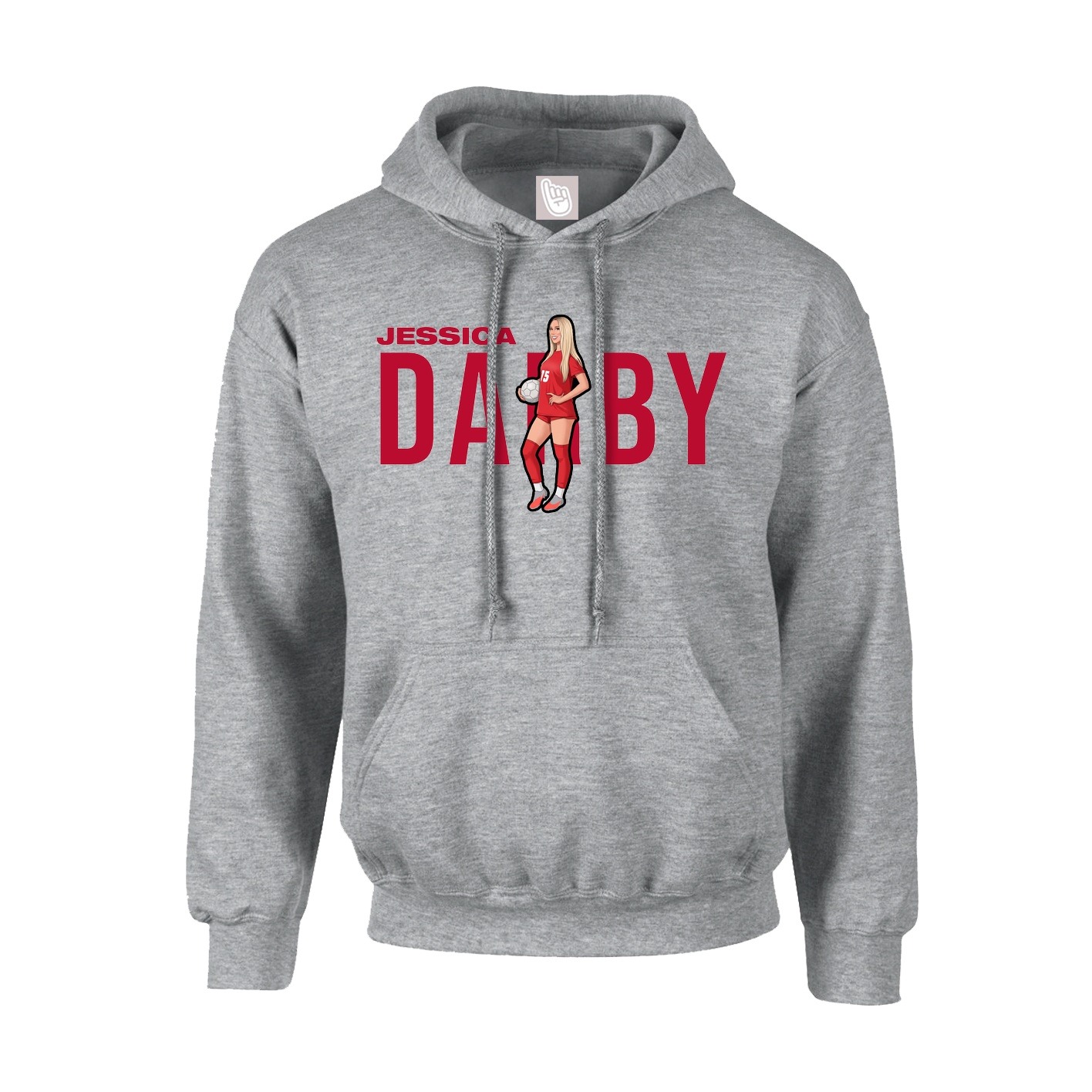 Hoodie — Player Name in Grey