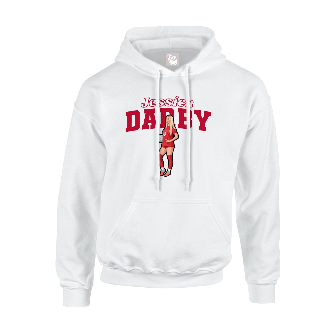 Youth Hoodie — Name Arch in White