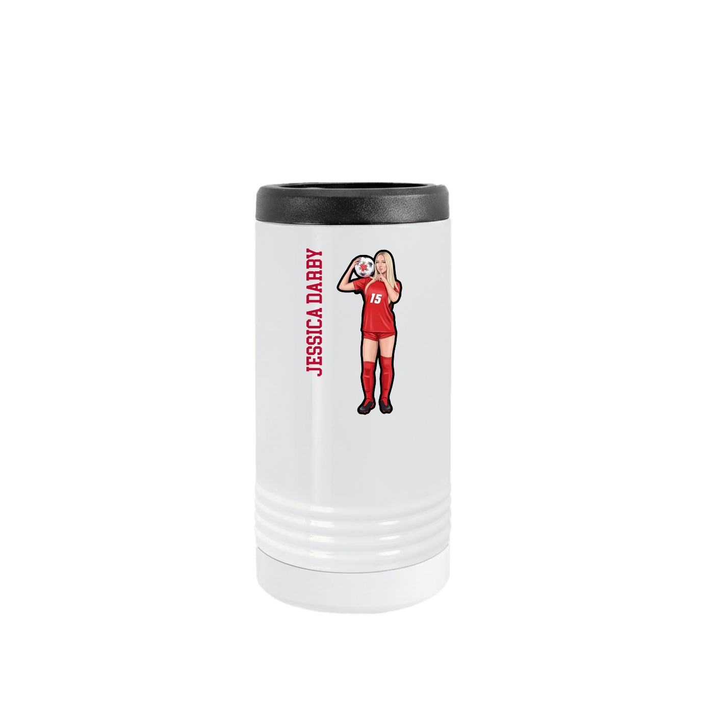 Slim Beverage Holder — Name Vertical in White