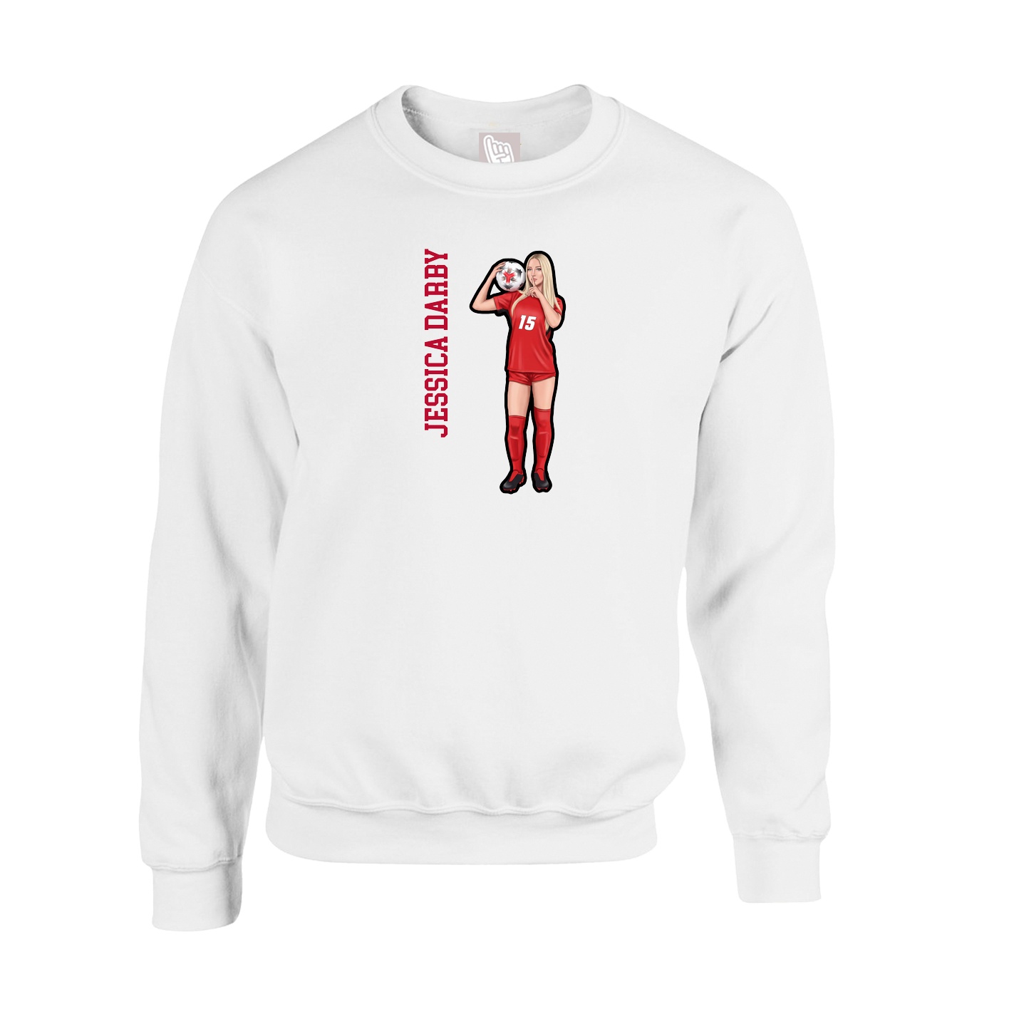 Fleece Crew — Name Vertical in White