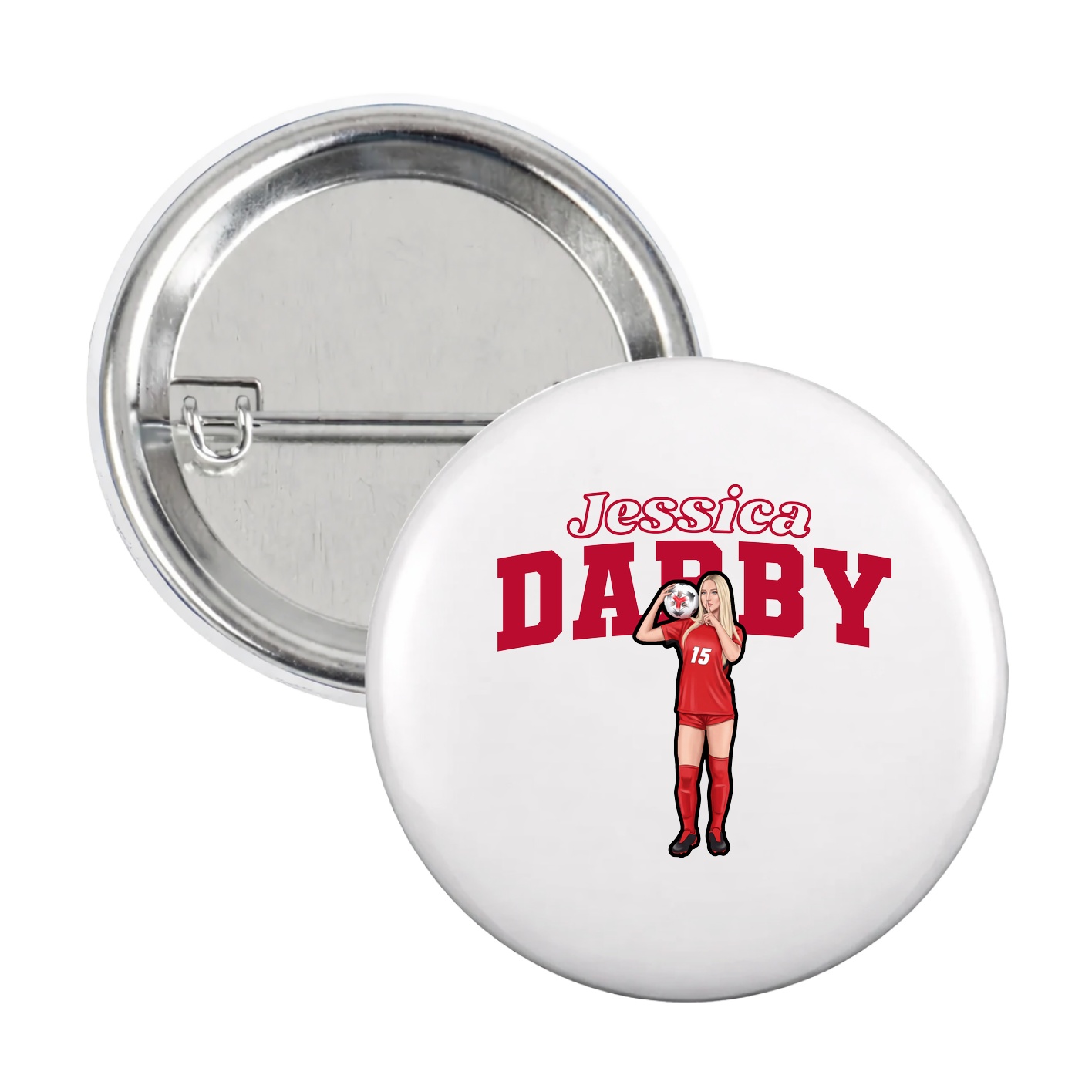 Game Day Button — Name Arch in White