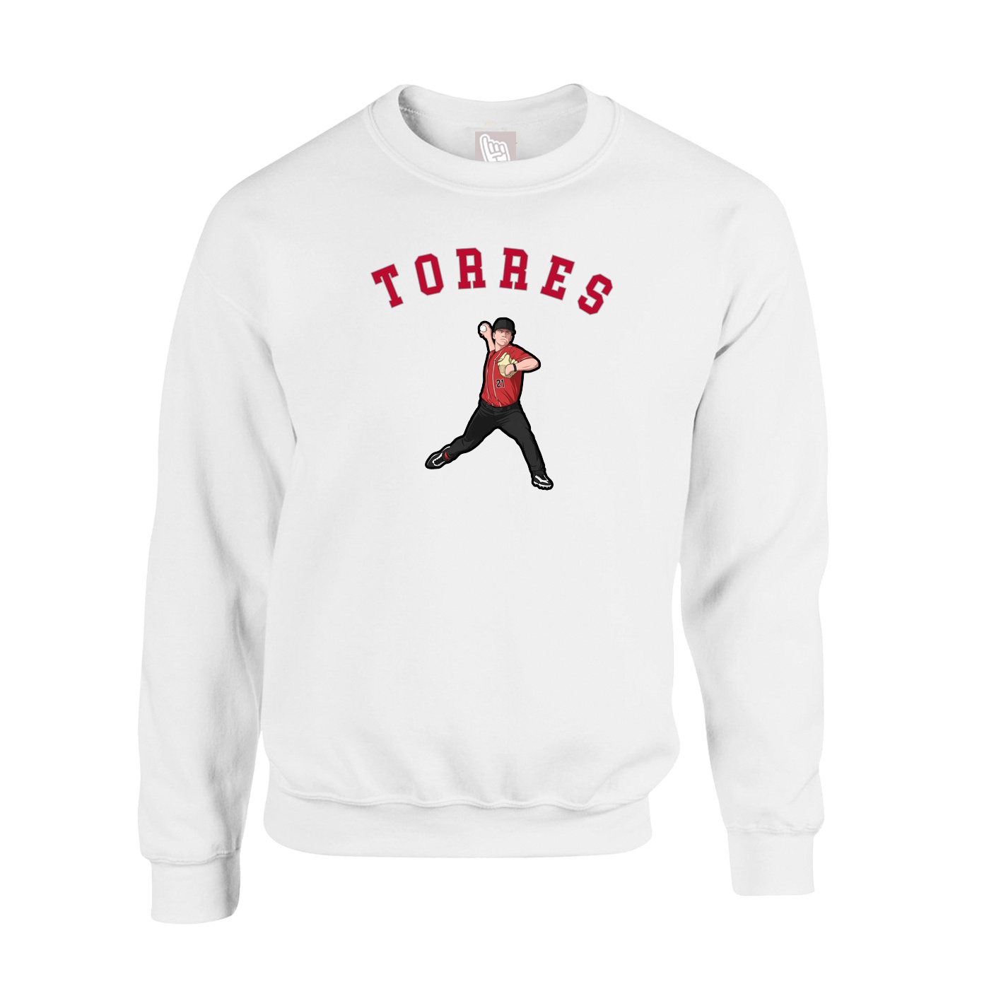 Fleece Crew — Shirsey Arch in White