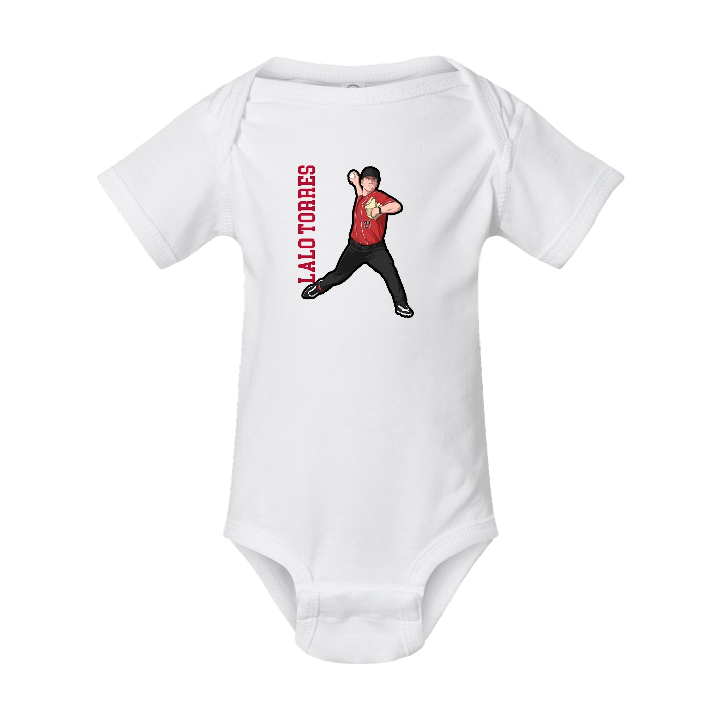 Baby Onesie — Name Vertical in White