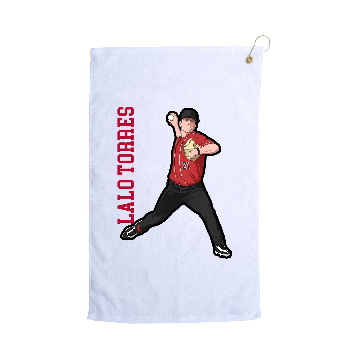 Golf Towel — Name Vertical in White