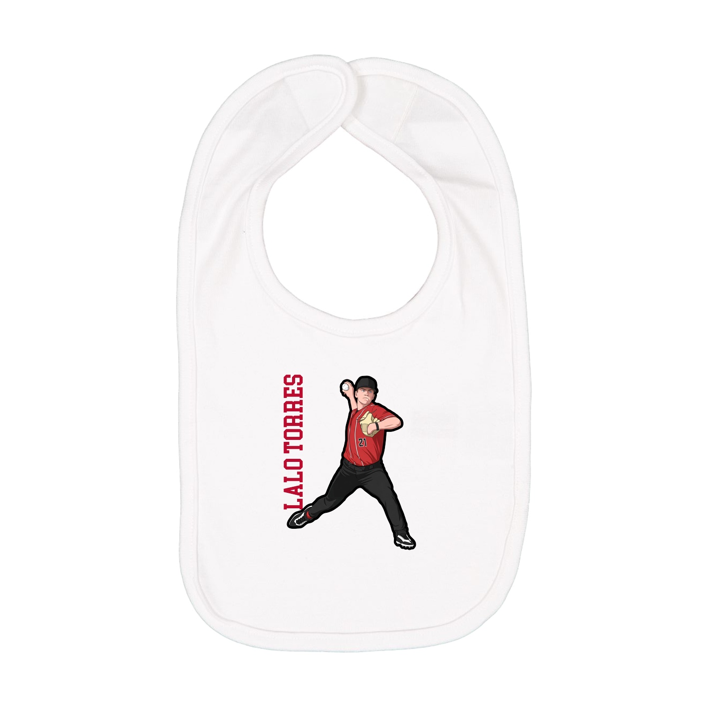 Infant Bib — Name Vertical in White