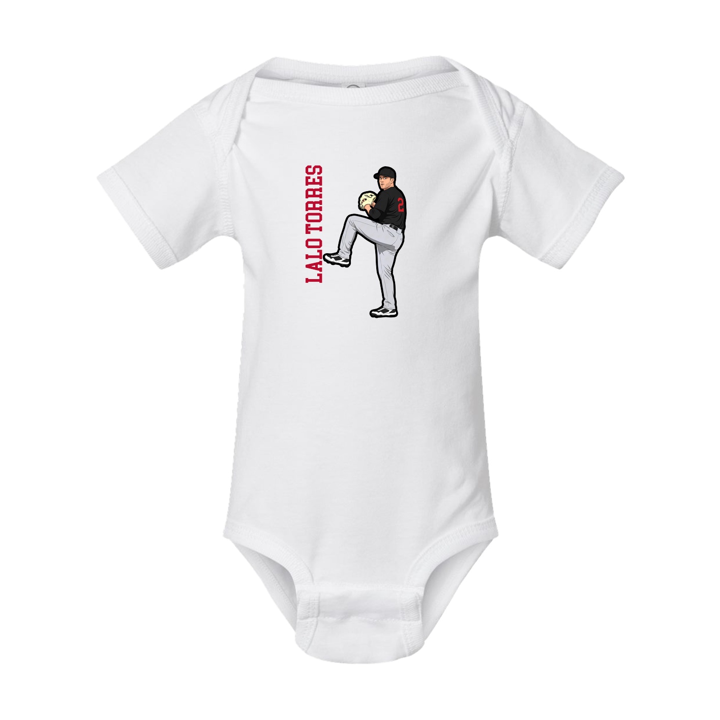 Baby Onesie — Name Vertical in White
