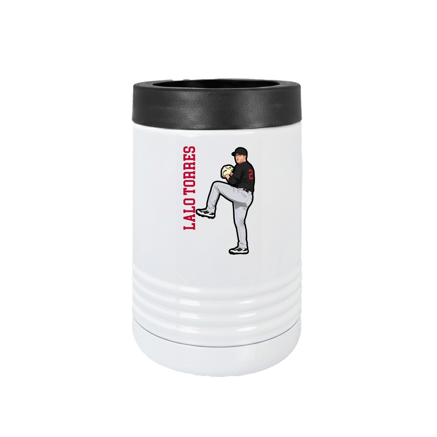 Beverage Holder — Name Vertical in White