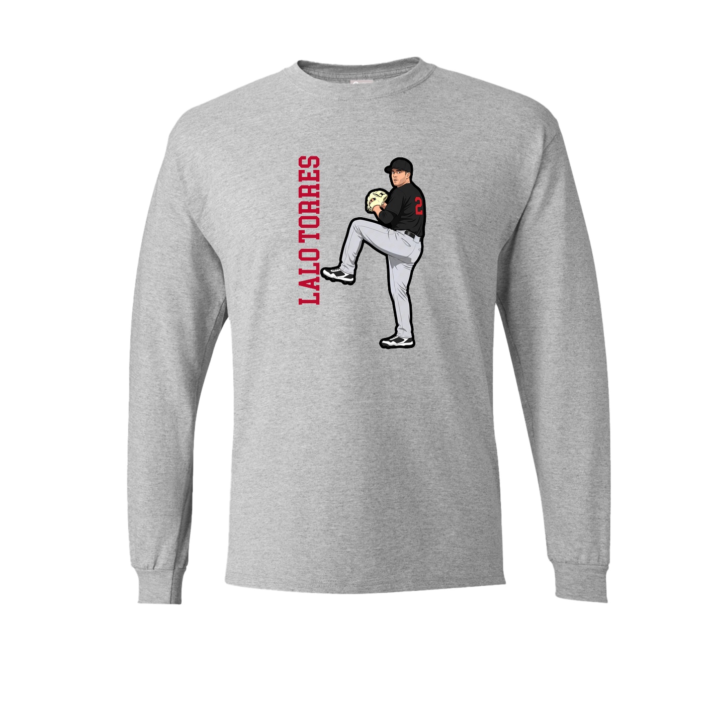 Long Sleeve Tee — Name Vertical in Grey
