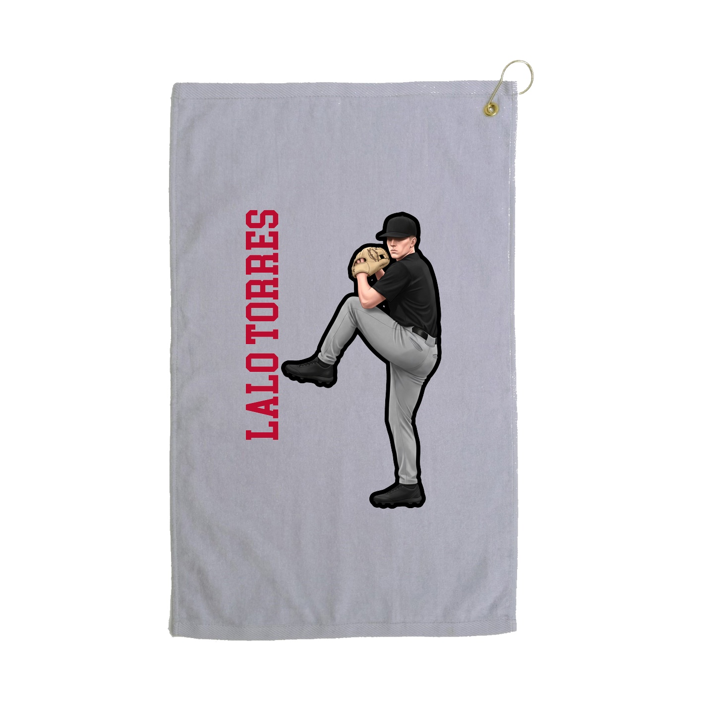 Golf Towel — Name Vertical in Grey
