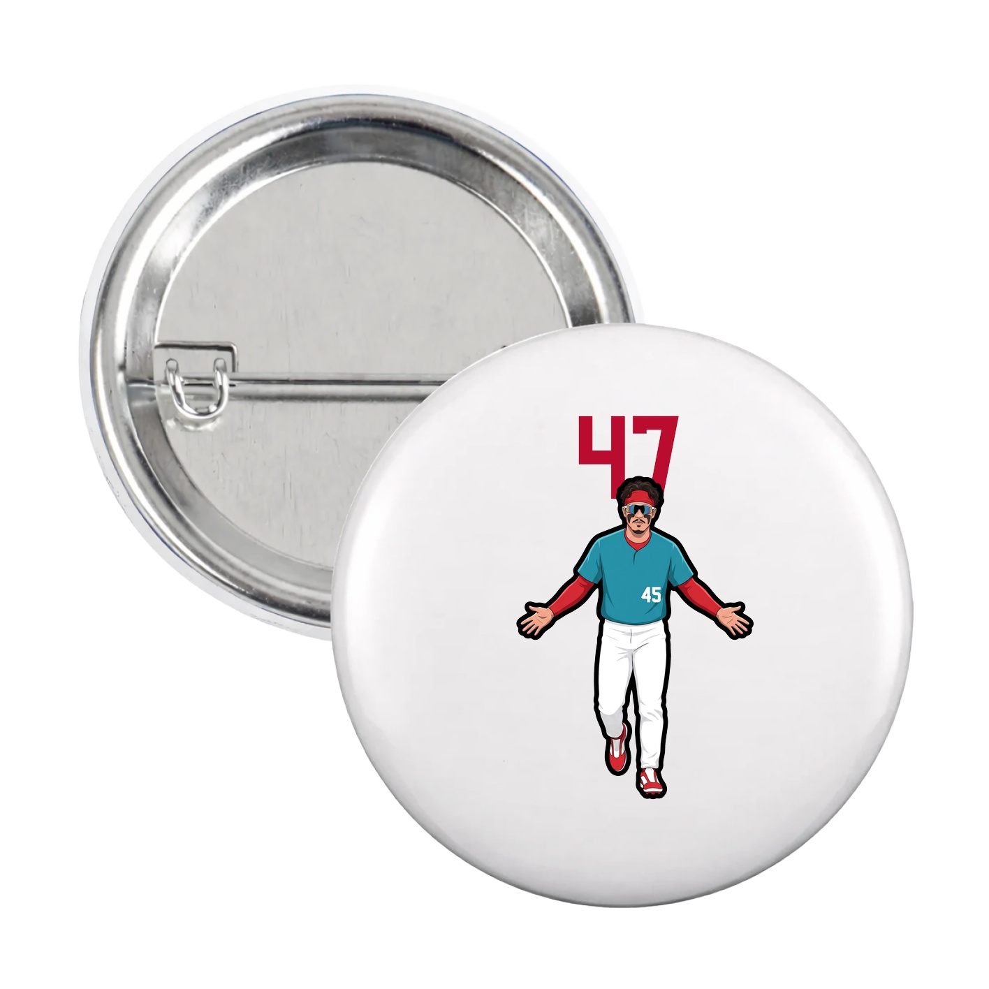 Game Day Button — Number Top in White