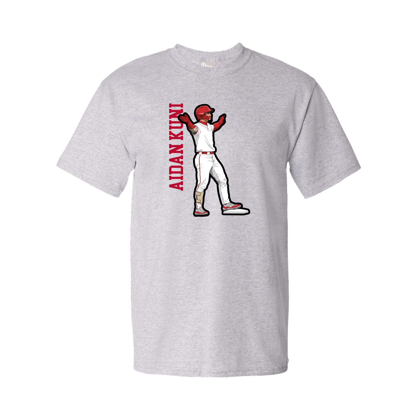 Youth Tee — Name Vertical in Grey