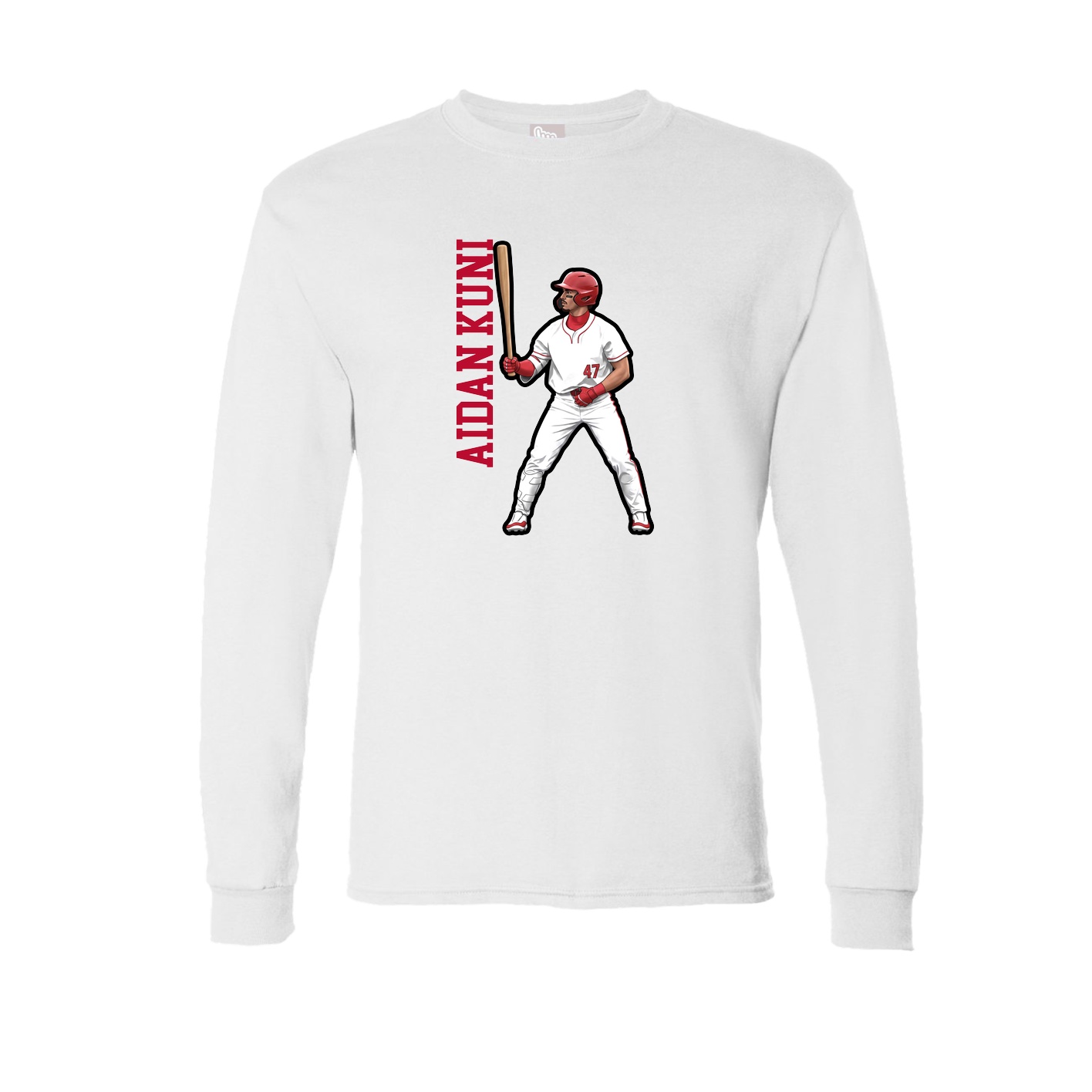 Long Sleeve Tee — Name Vertical in White