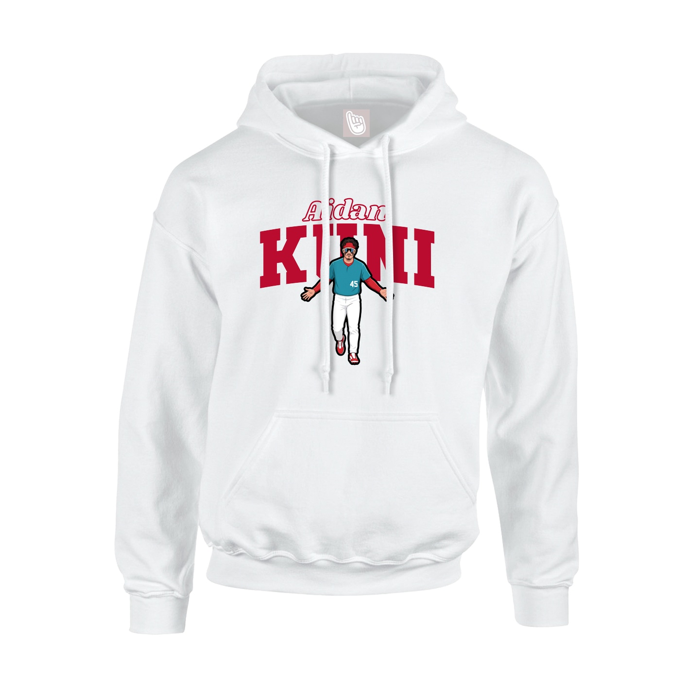 Youth Hoodie — Name Arch in White