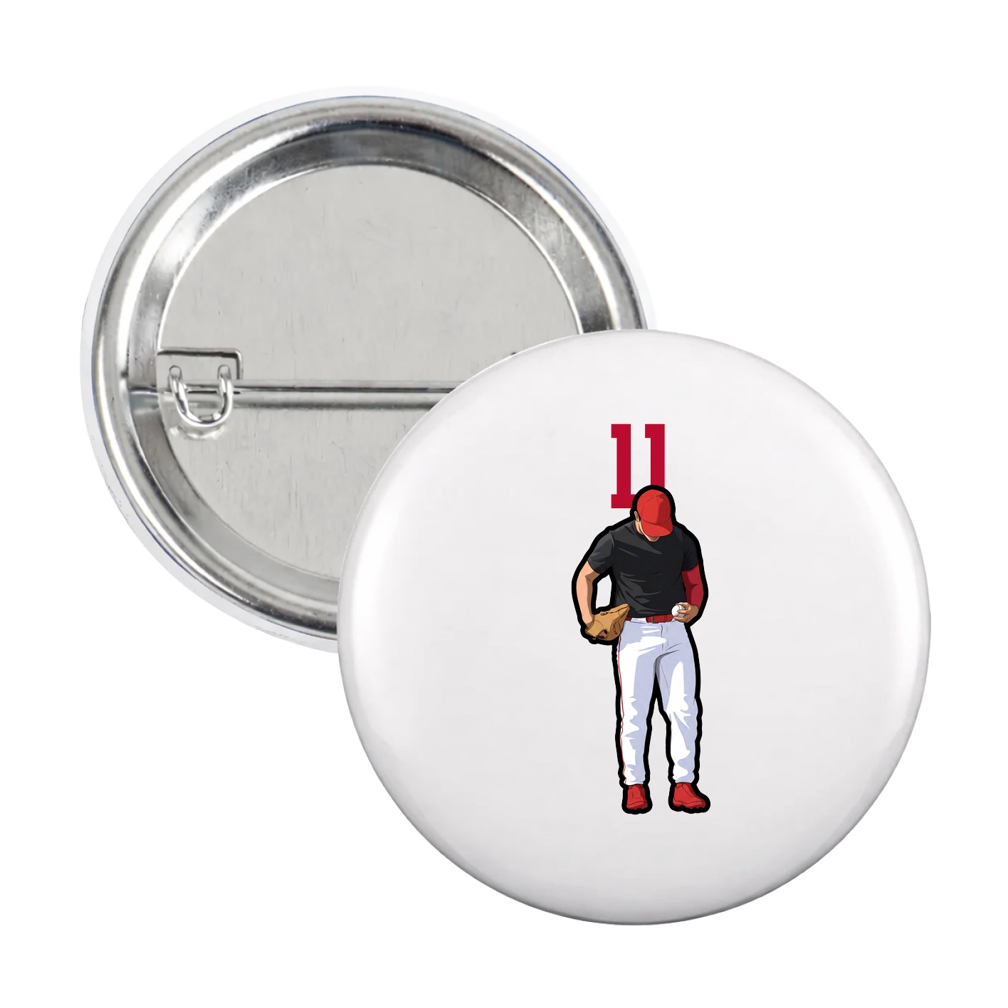 Game Day Button — Number Top in White