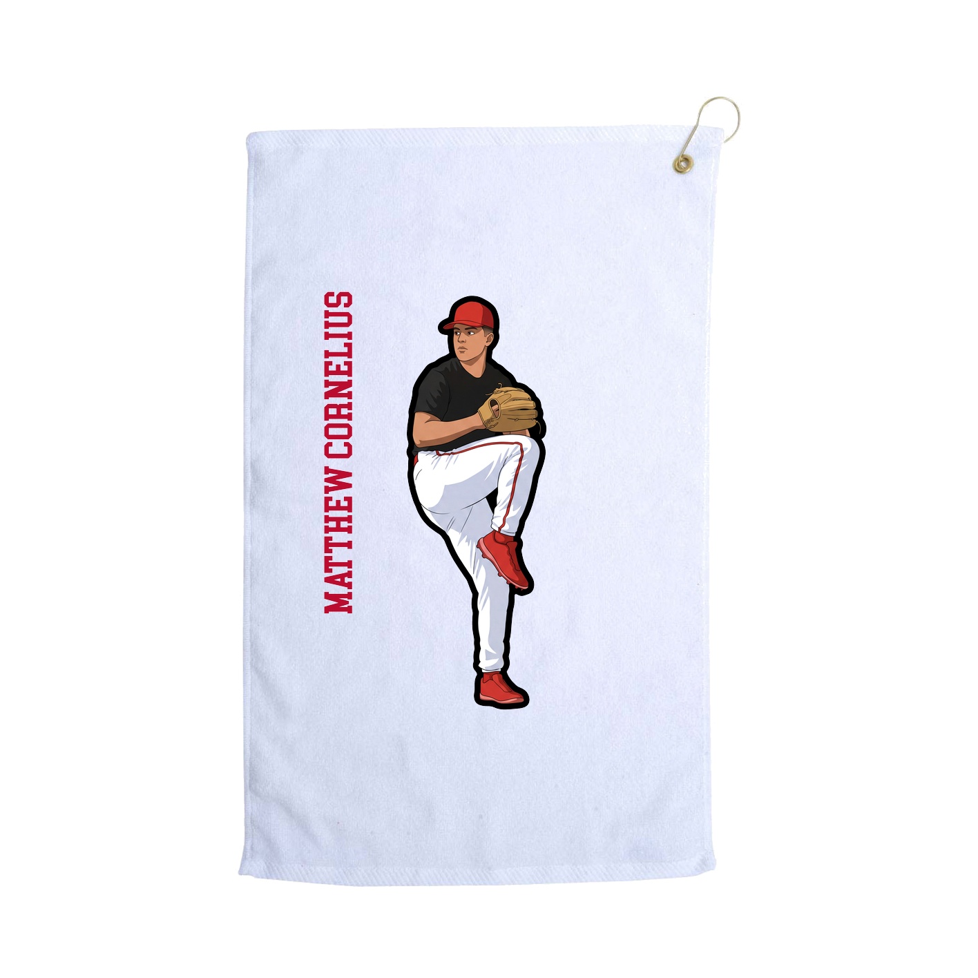 Golf Towel — Name Vertical in White