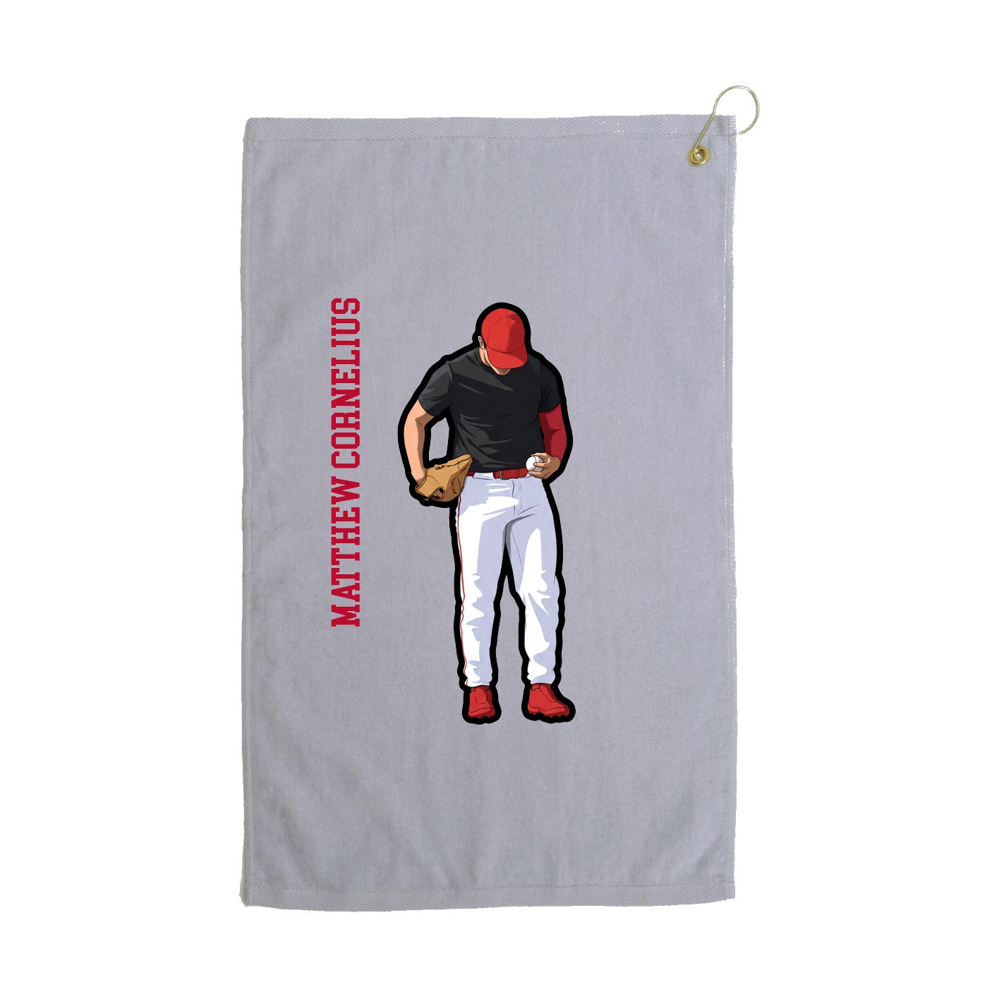Golf Towel — Name Vertical in Grey