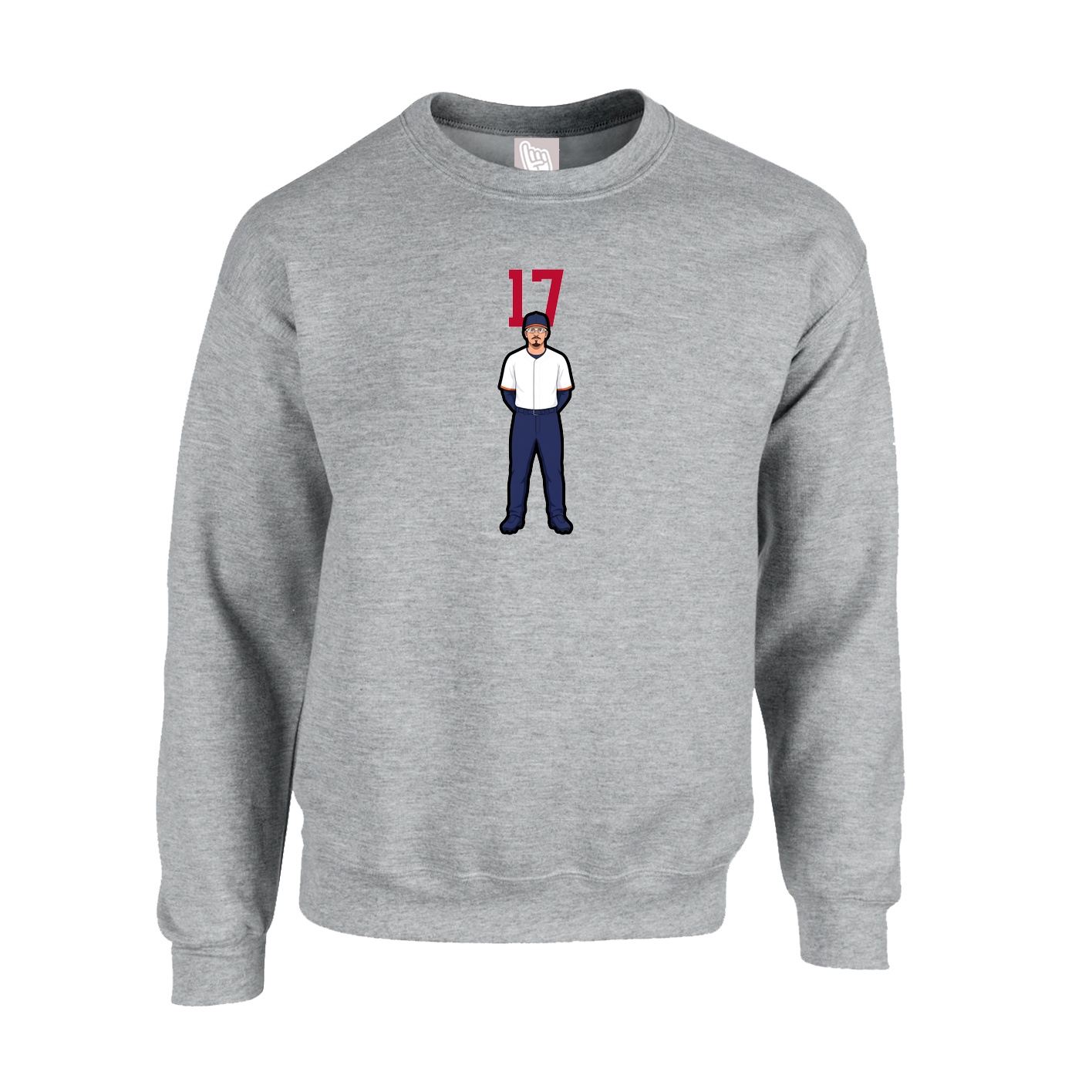 Fleece Crew — Number Top in Grey