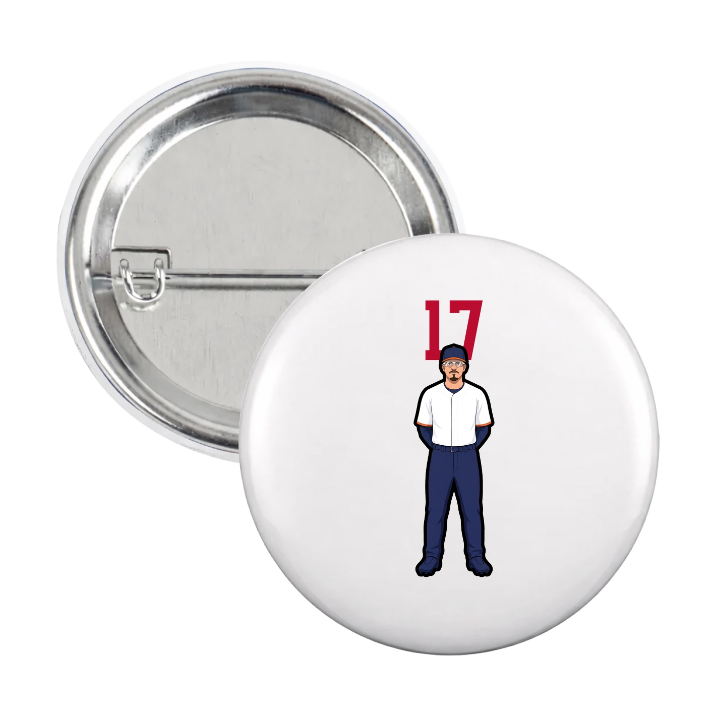 Game Day Button — Number Top in White