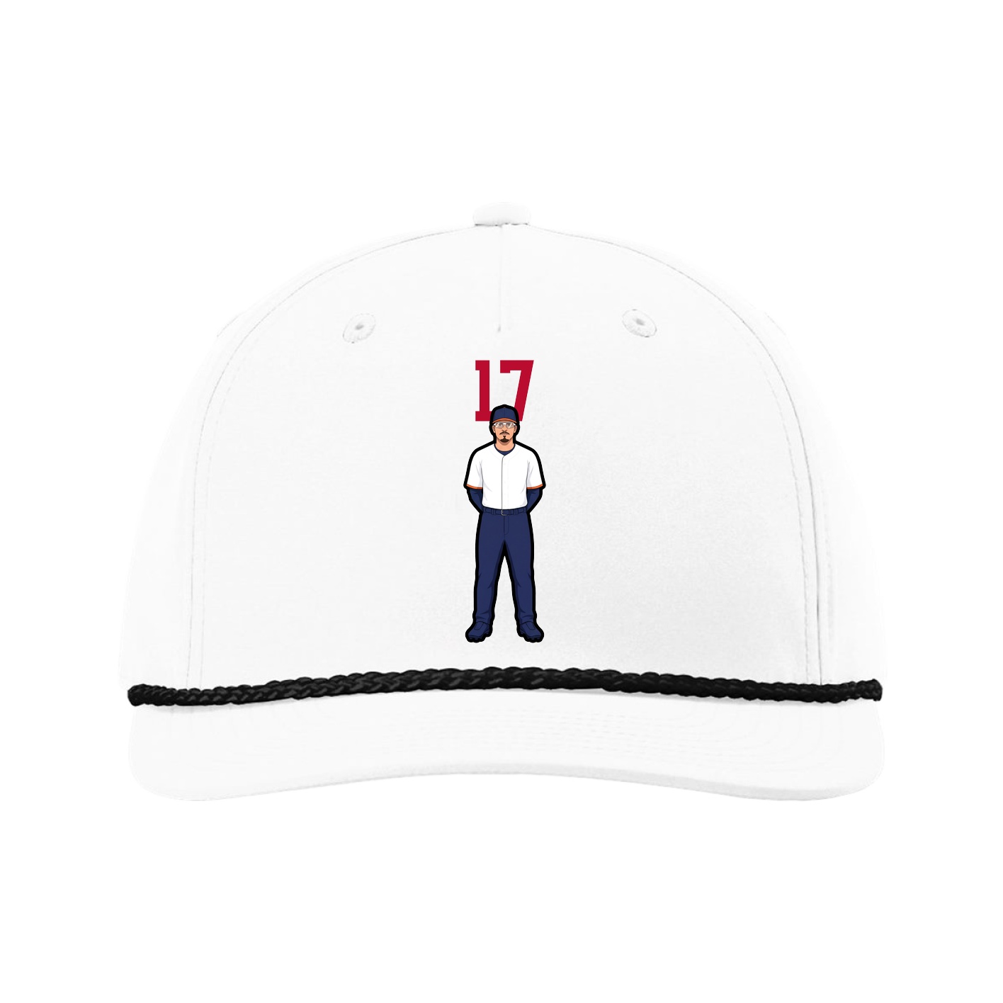 Five-Panel Classic Rope Cap — Number Top in White