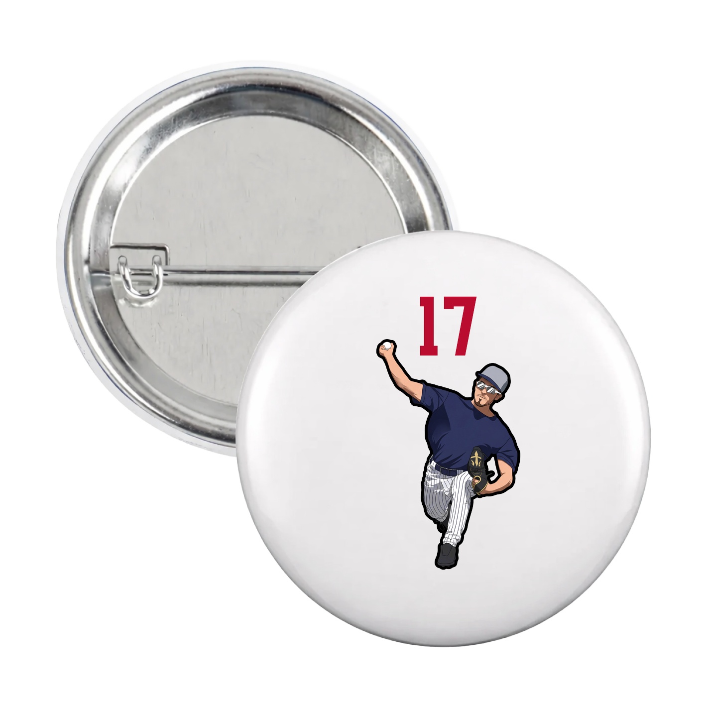 Game Day Button — Number Top in White