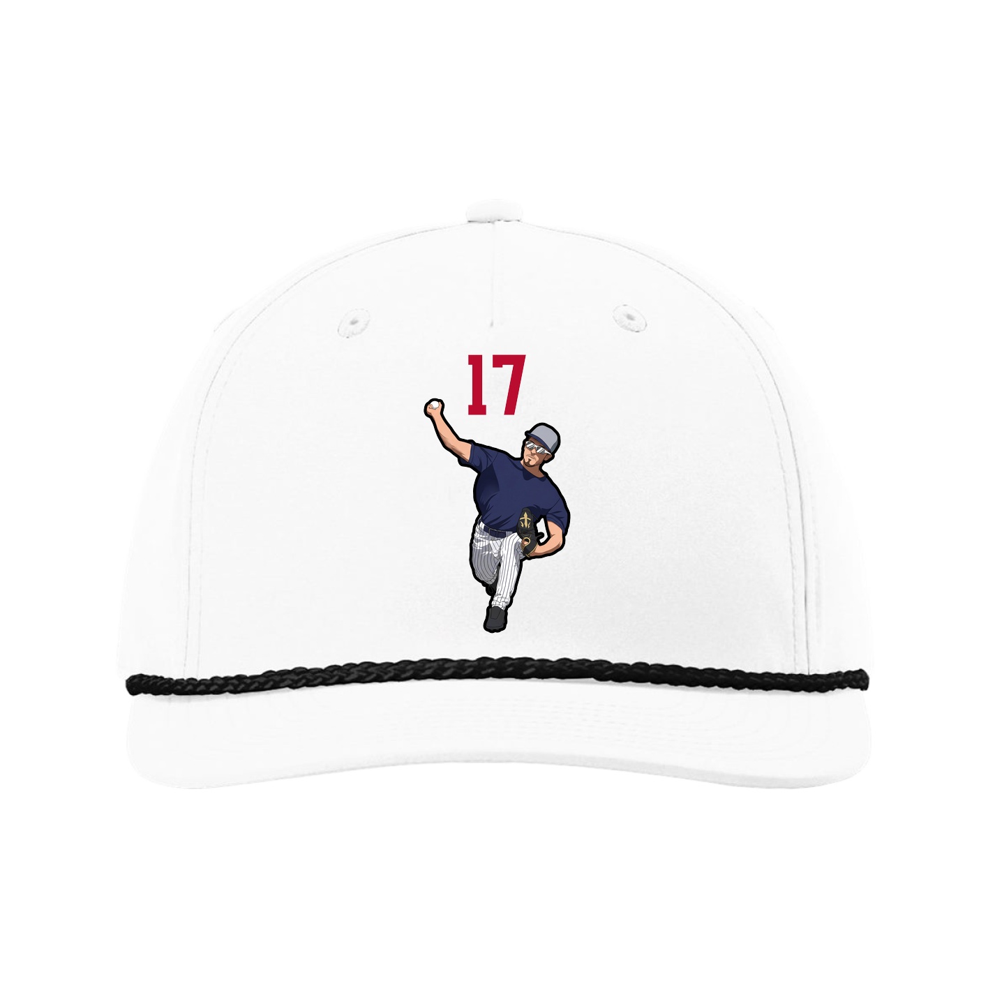 Five-Panel Classic Rope Cap — Number Top in White