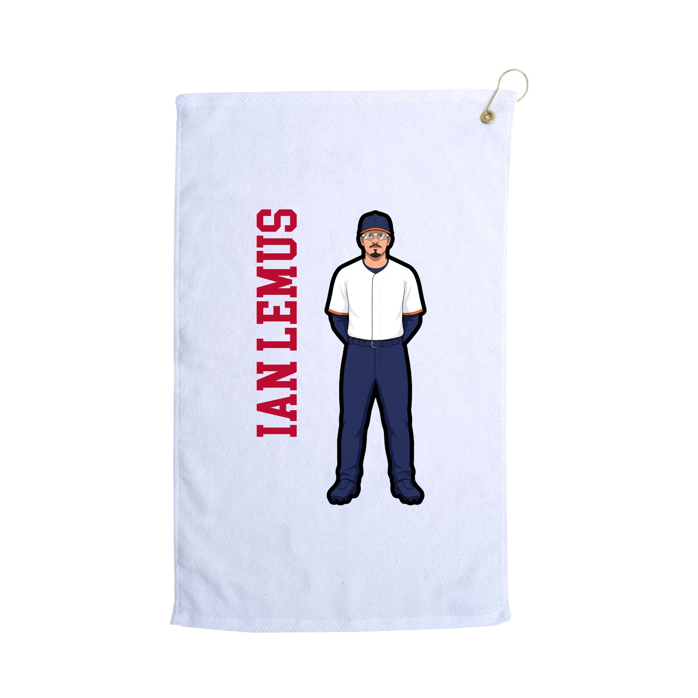 Golf Towel — Name Vertical in White