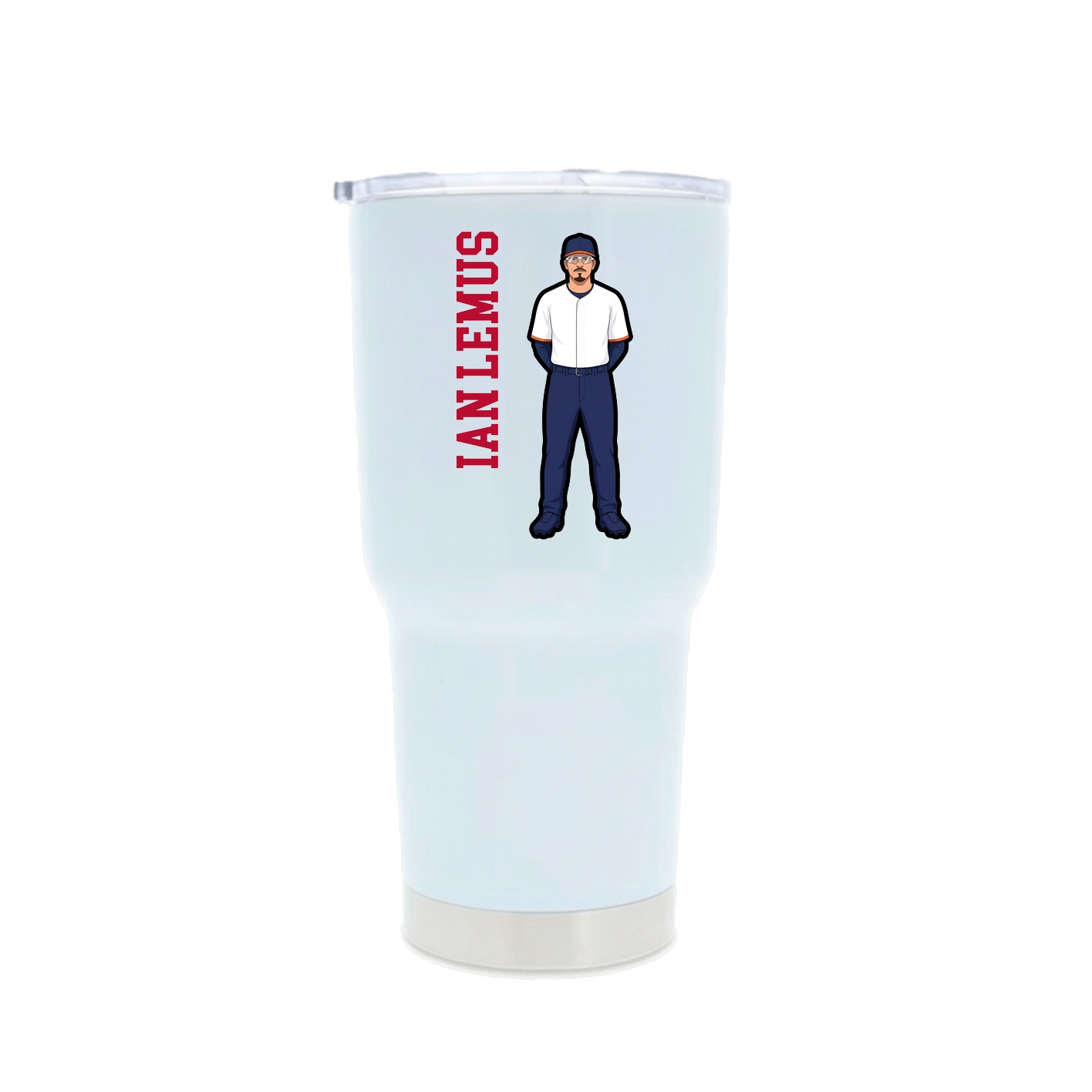 30oz Stainless Steel Tumbler — Name Vertical in White