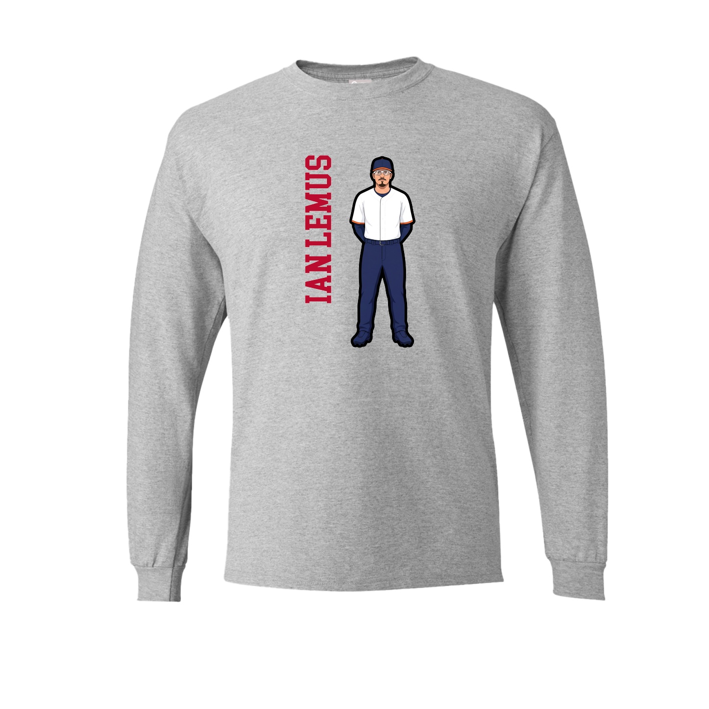 Long Sleeve Tee — Name Vertical in Grey