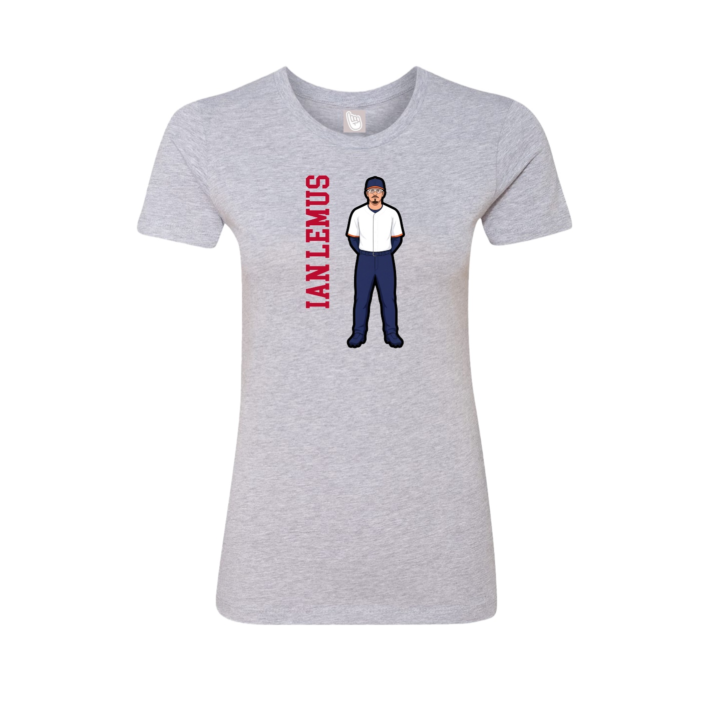 Fitted Women's Tee — Name Vertical in Grey
