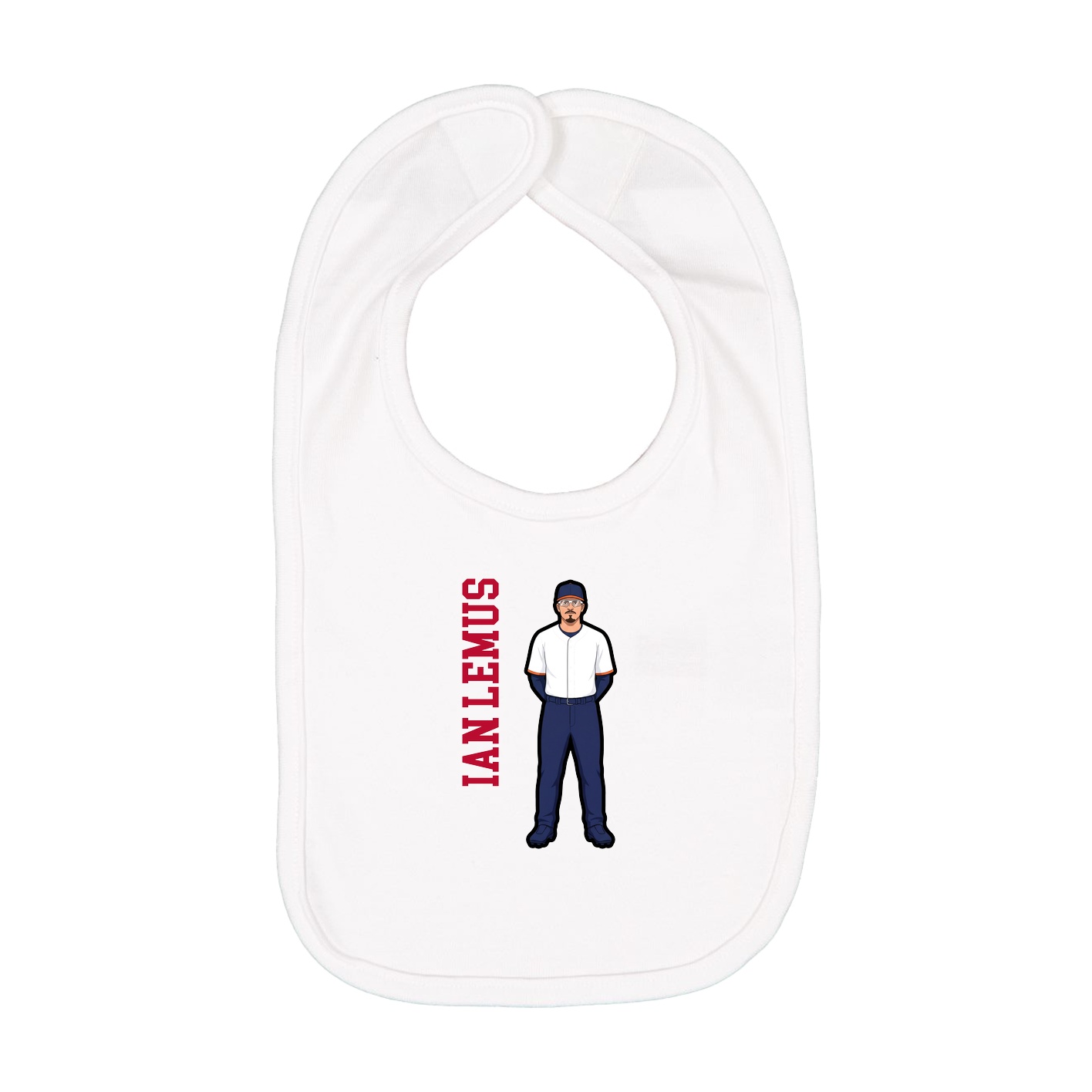 Infant Bib — Name Vertical in White